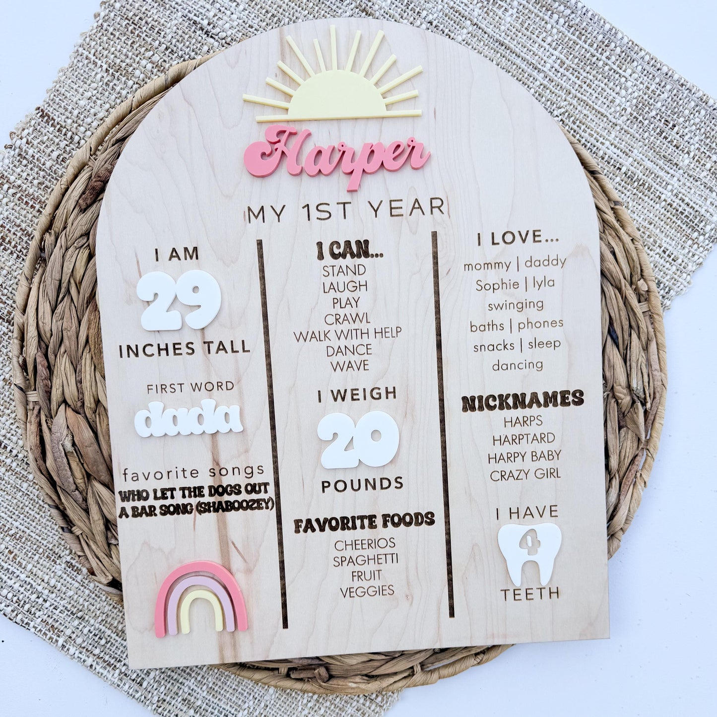 First Year Milestone Stat Board | First Trip Around The Sun | First Birthday | 1st Birthday Party Decor | One Year of | Boho | My First Year