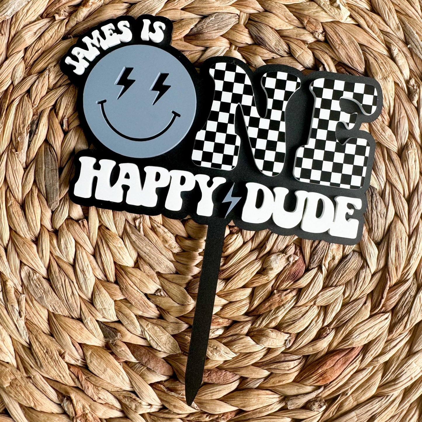 One Cool Dude Cake Topper | Birthday Party Decor | 1st birthday Party | boys birthday theme | Cake Topper Birthday | Checker Party Decor |