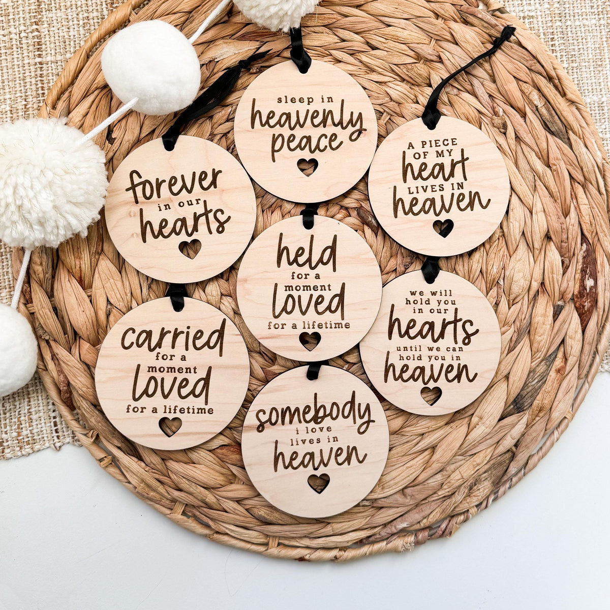 Personalized maple wood memorial ornament for infant loss, miscarriage or stillbirth