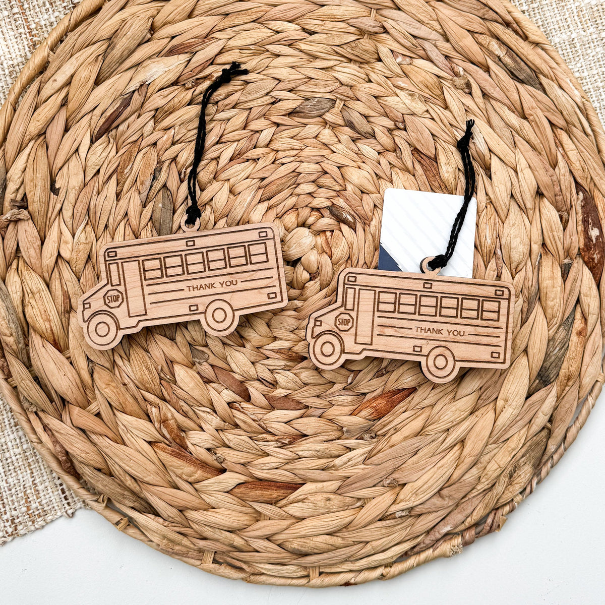 Delivery driver gift card holder ornament in natural maple wood for the Christmas tree