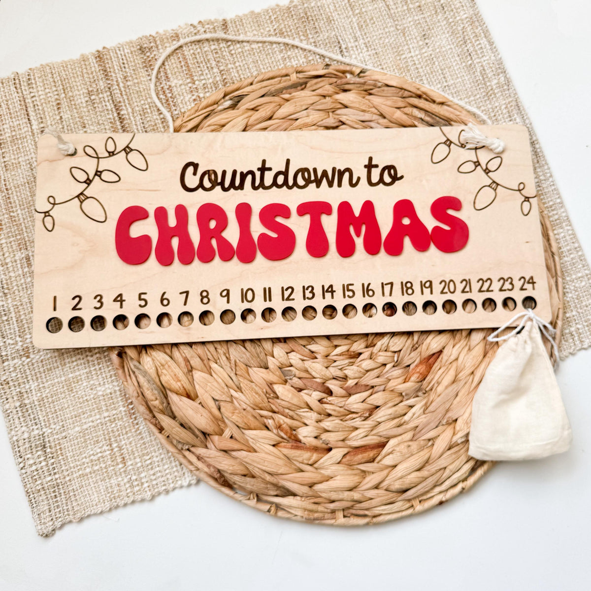 Christmas countdown with spots for candy canes or small treat bags