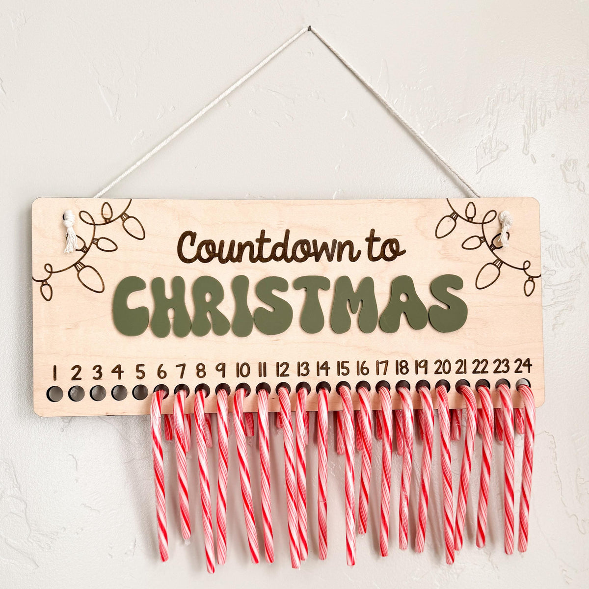 Candy cane countdown sign for a family holiday tradition