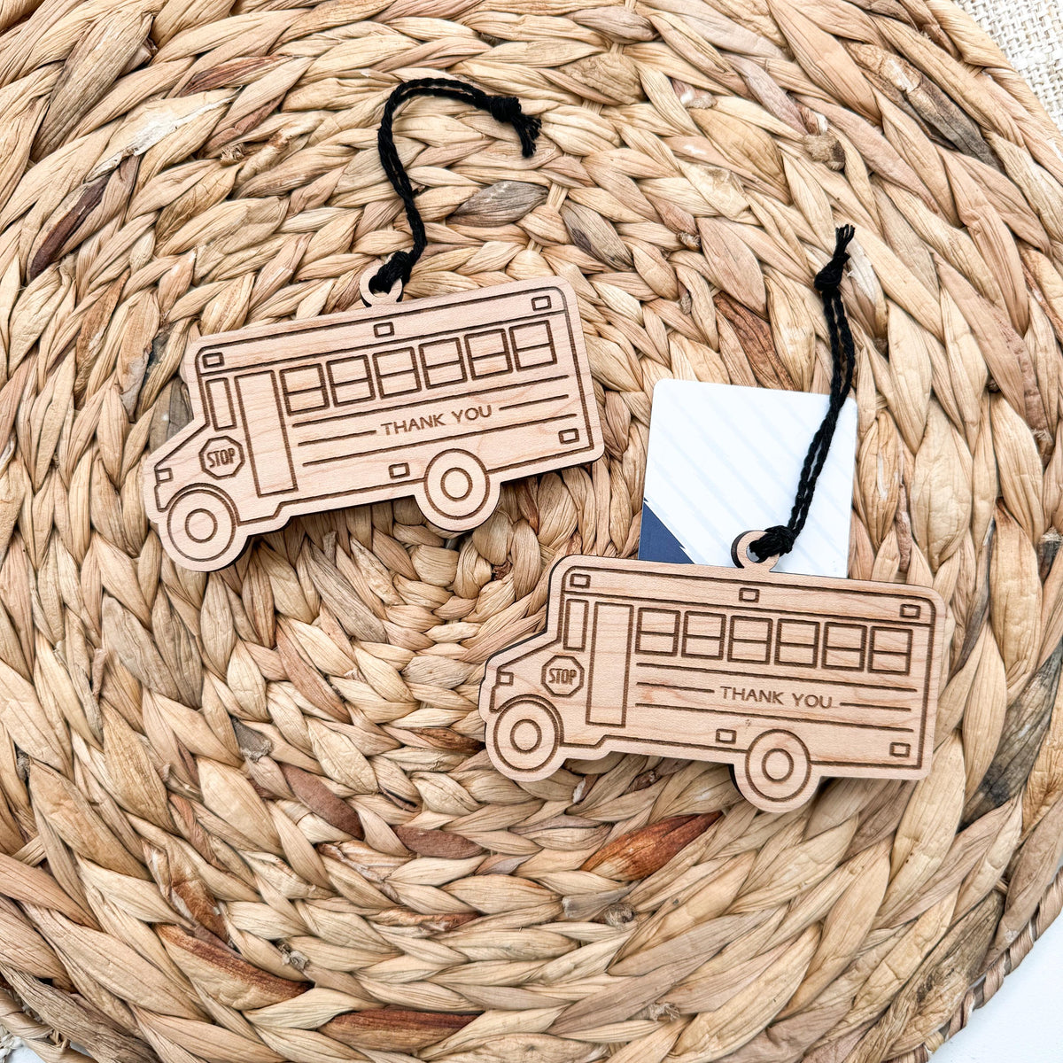 Maple wood gift card holder ornament, a Christmas thank you gift for bus and delivery drivers