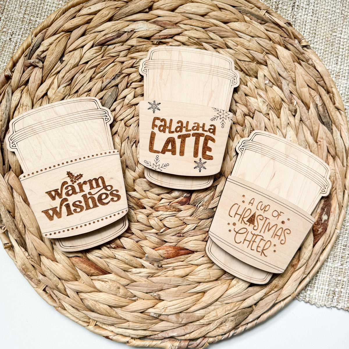 Wooden coffee cup gift card holder, a holiday gift for coffee lovers