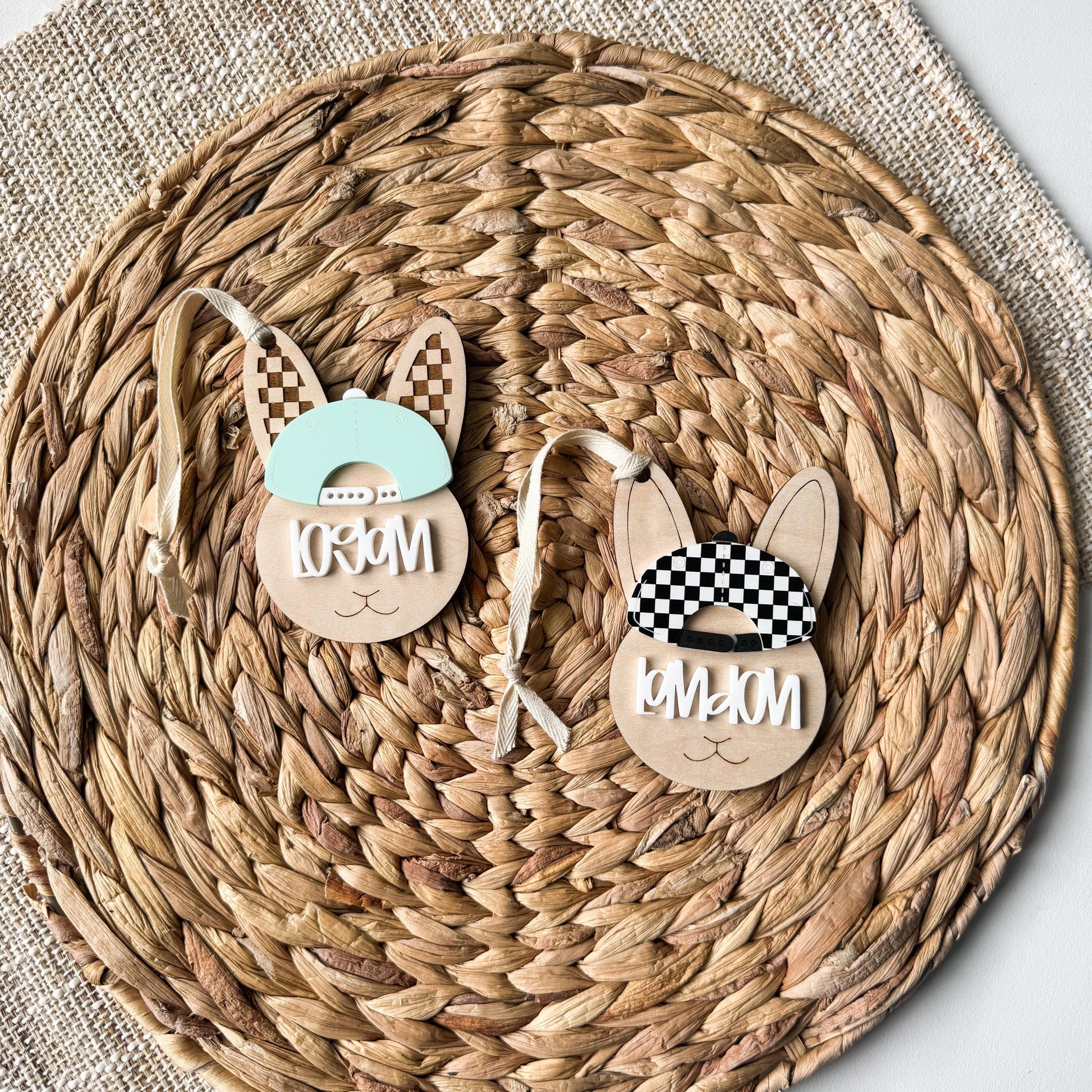 Easter Bunny Basket Tag | Checkerboard Personalized Basket Tags | Gift for kids | Name Tag for gifts | Custom Gift Tag | Egg | Motocross