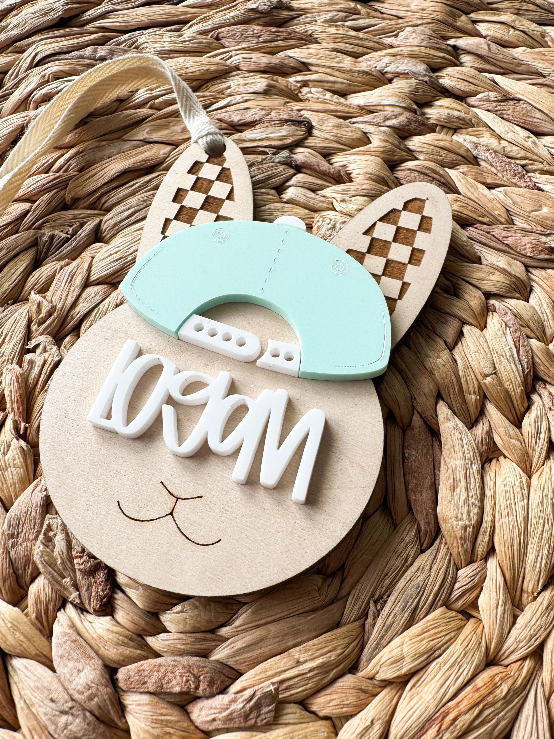Easter Bunny Basket Tag | Checkerboard Personalized Basket Tags | Gift for kids | Name Tag for gifts | Custom Gift Tag | Egg | Motocross