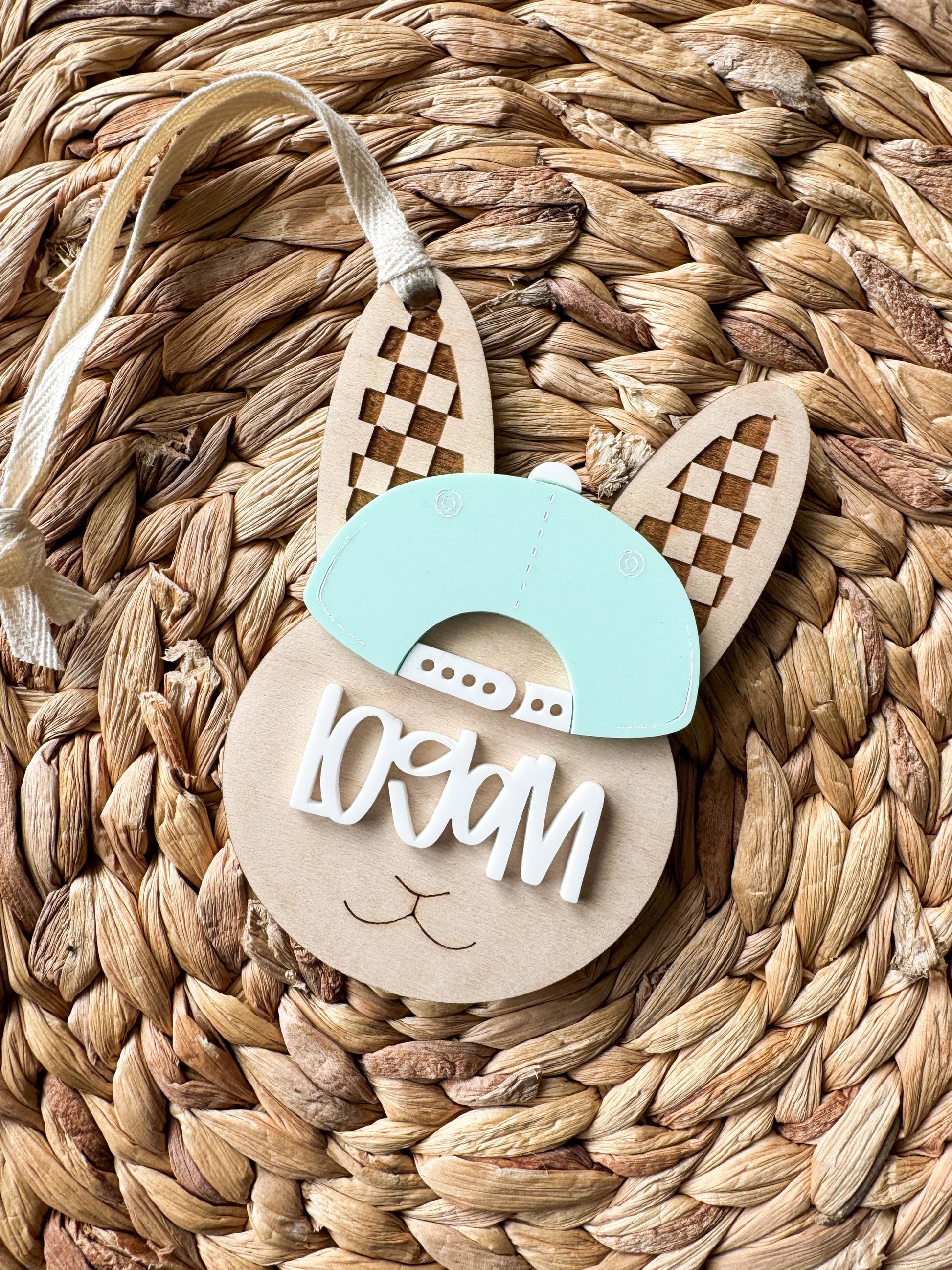 Easter Bunny Basket Tag | Checkerboard Personalized Basket Tags | Gift for kids | Name Tag for gifts | Custom Gift Tag | Egg | Motocross