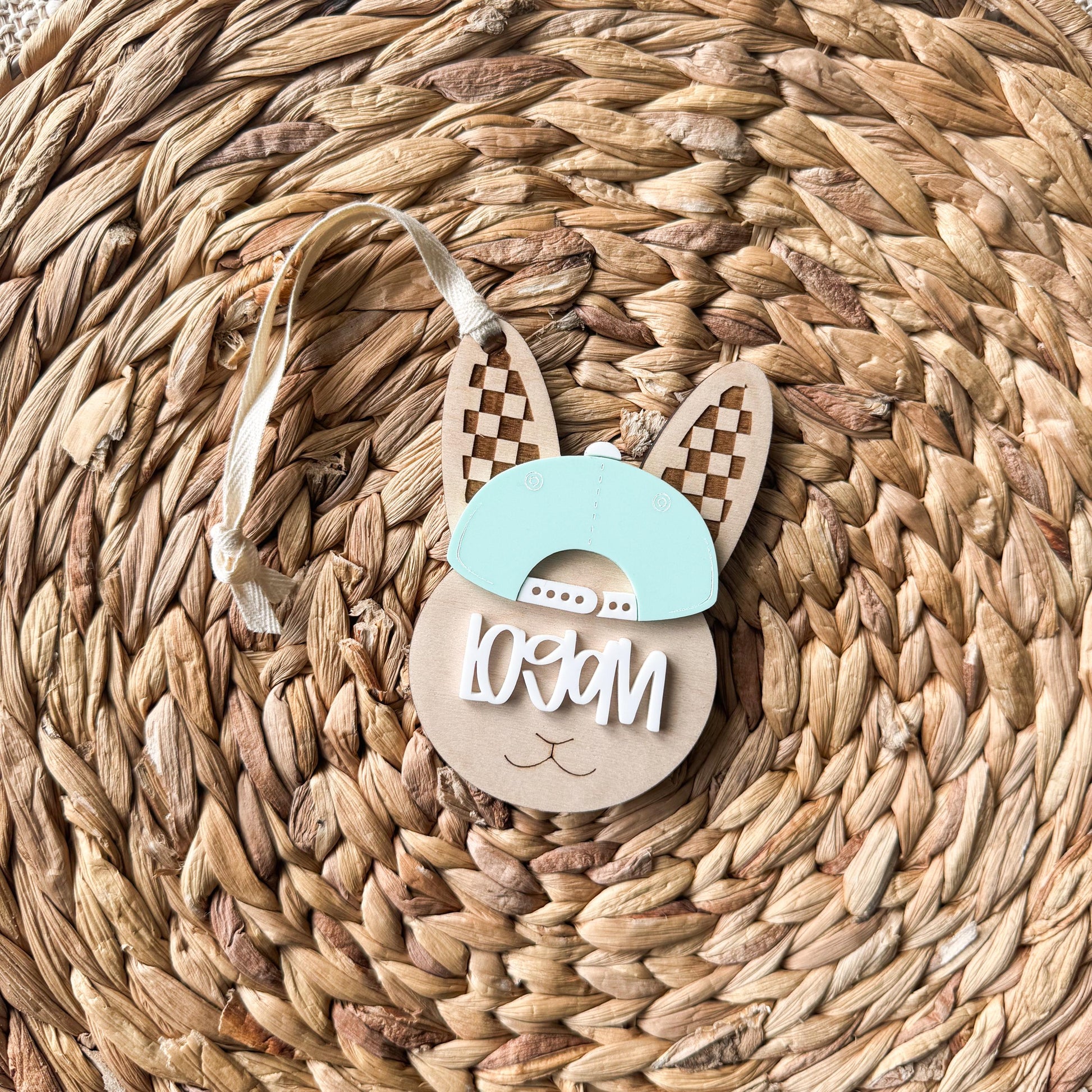 Easter Bunny Basket Tag | Checkerboard Personalized Basket Tags | Gift for kids | Name Tag for gifts | Custom Gift Tag | Egg | Motocross