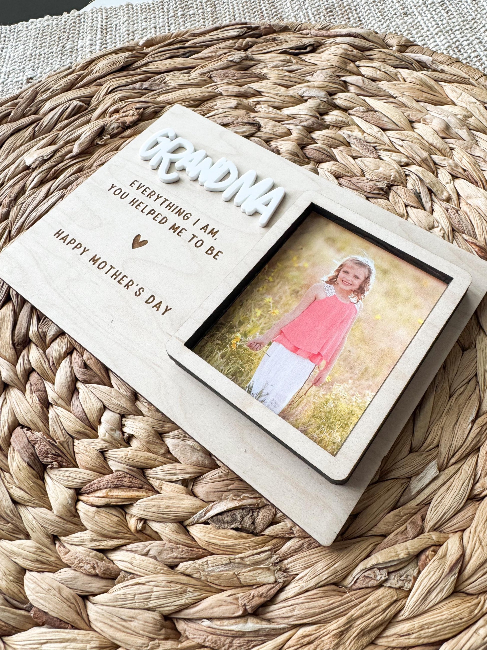 Fathers Day Keepsake Picture Frame | Birthday Gift For Grandpa | Personalized Wooden Photo Magnet Present