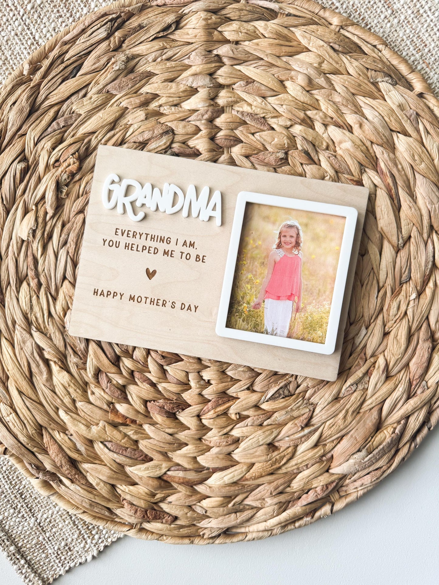 Fathers Day Keepsake Picture Frame | Birthday Gift For Grandpa | Personalized Wooden Photo Magnet Present