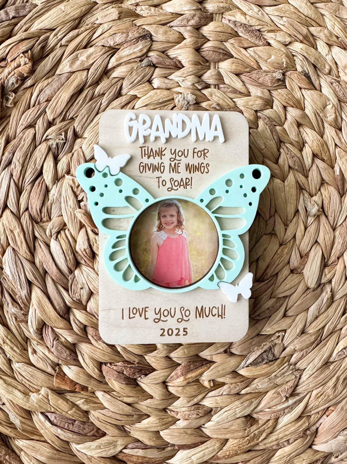 Butterfly picture frame magnet with custom wording for Grandma or Gigi