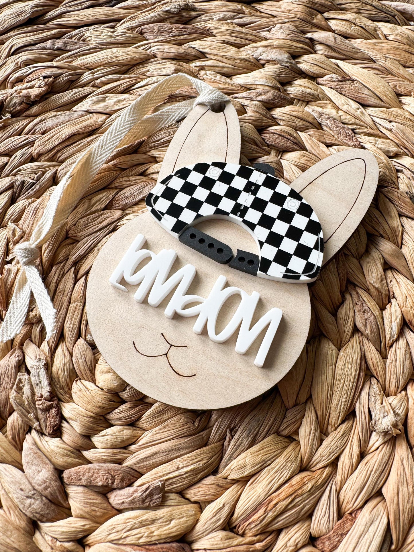 Easter Bunny Basket Tag | Checkerboard Personalized Basket Tags | Gift for kids | Name Tag for gifts | Custom Gift Tag | Egg | Motocross