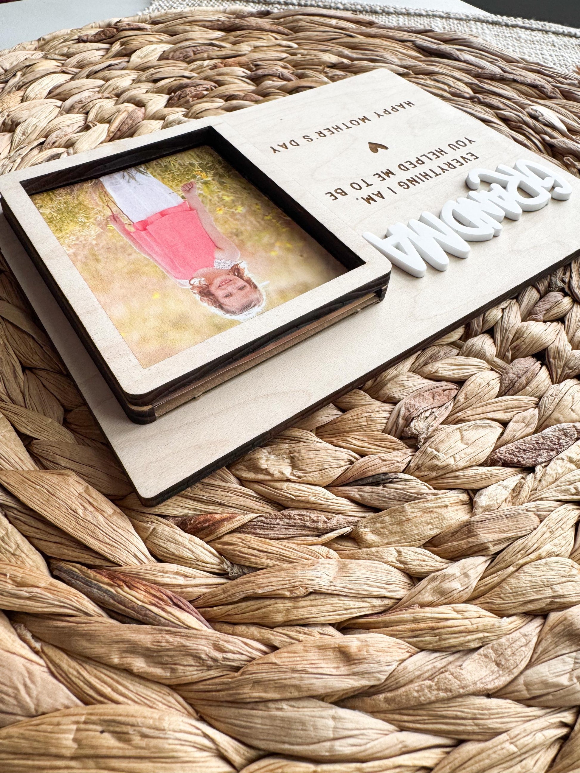 Fathers Day Keepsake Picture Frame | Birthday Gift For Grandpa | Personalized Wooden Photo Magnet Present