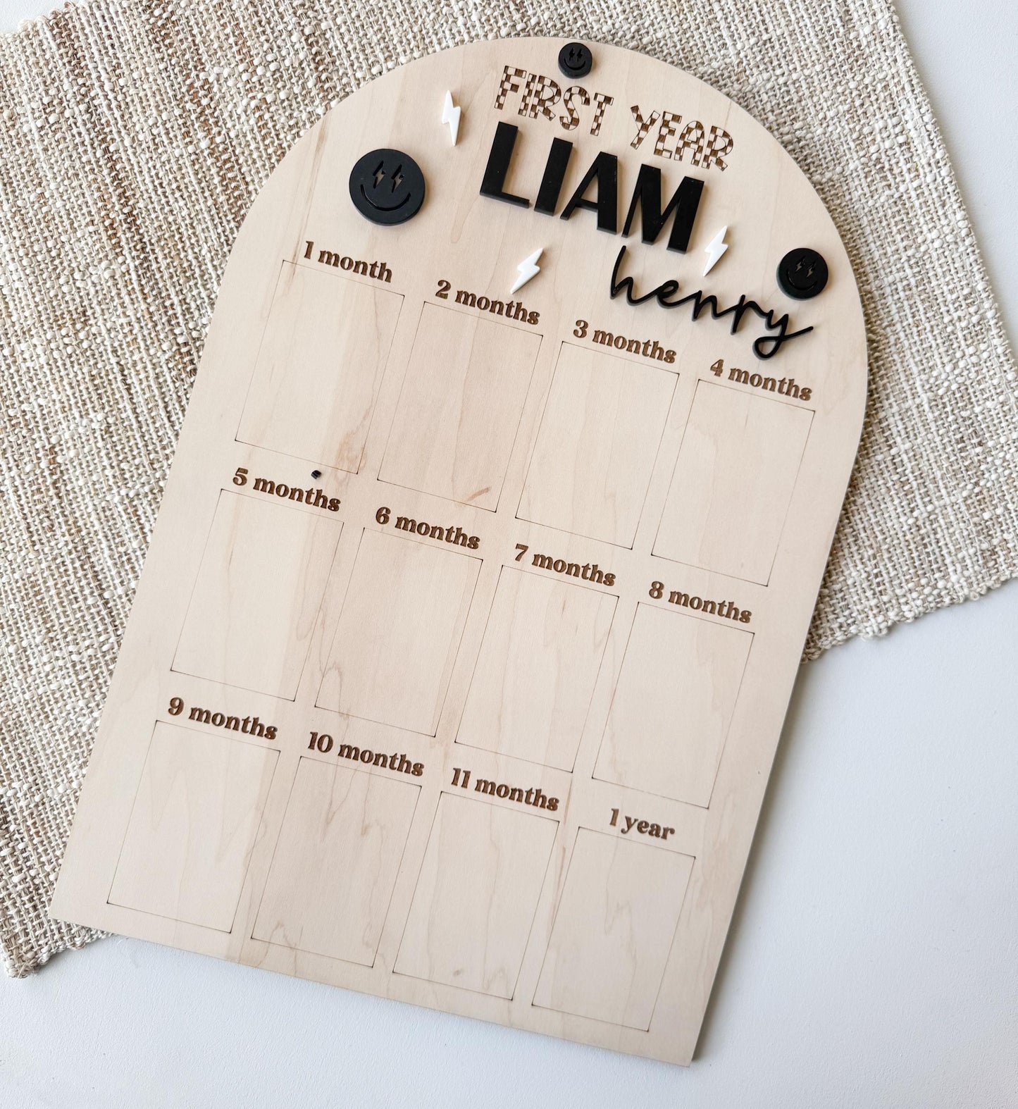 One Year of Photos Milestone Board – Custom First Birthday Photo Display