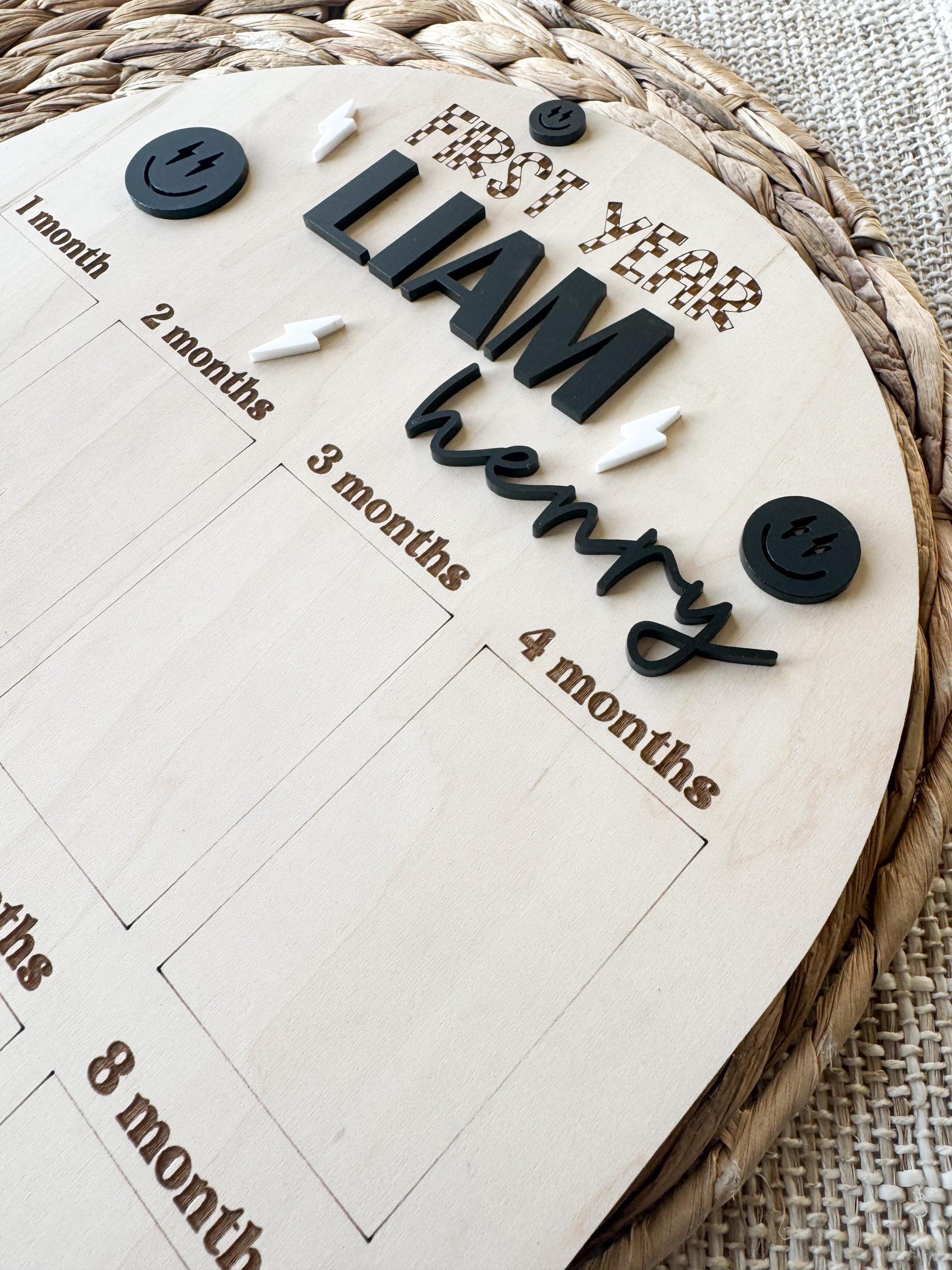 One Year of Photos Milestone Board – Custom First Birthday Photo Display