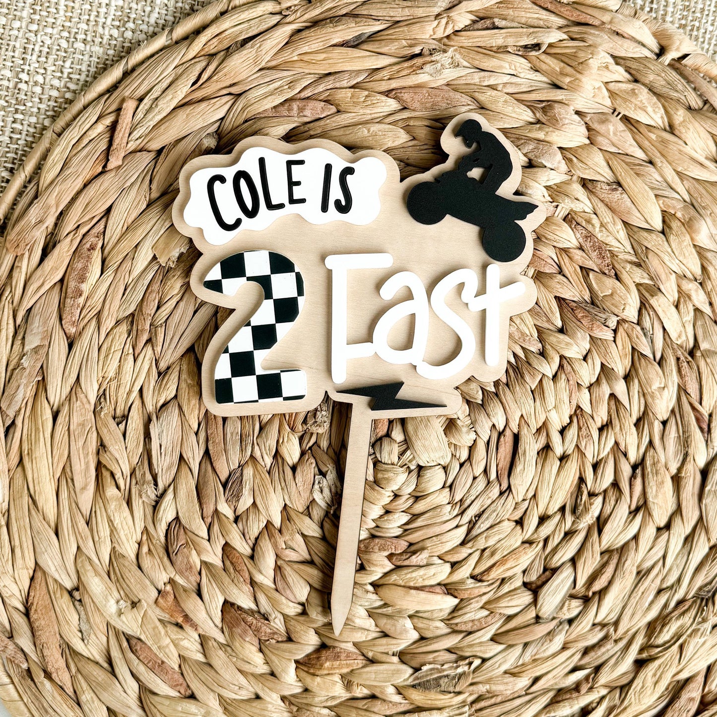 Two Fast Cake Topper: 2nd Birthday ATV Theme