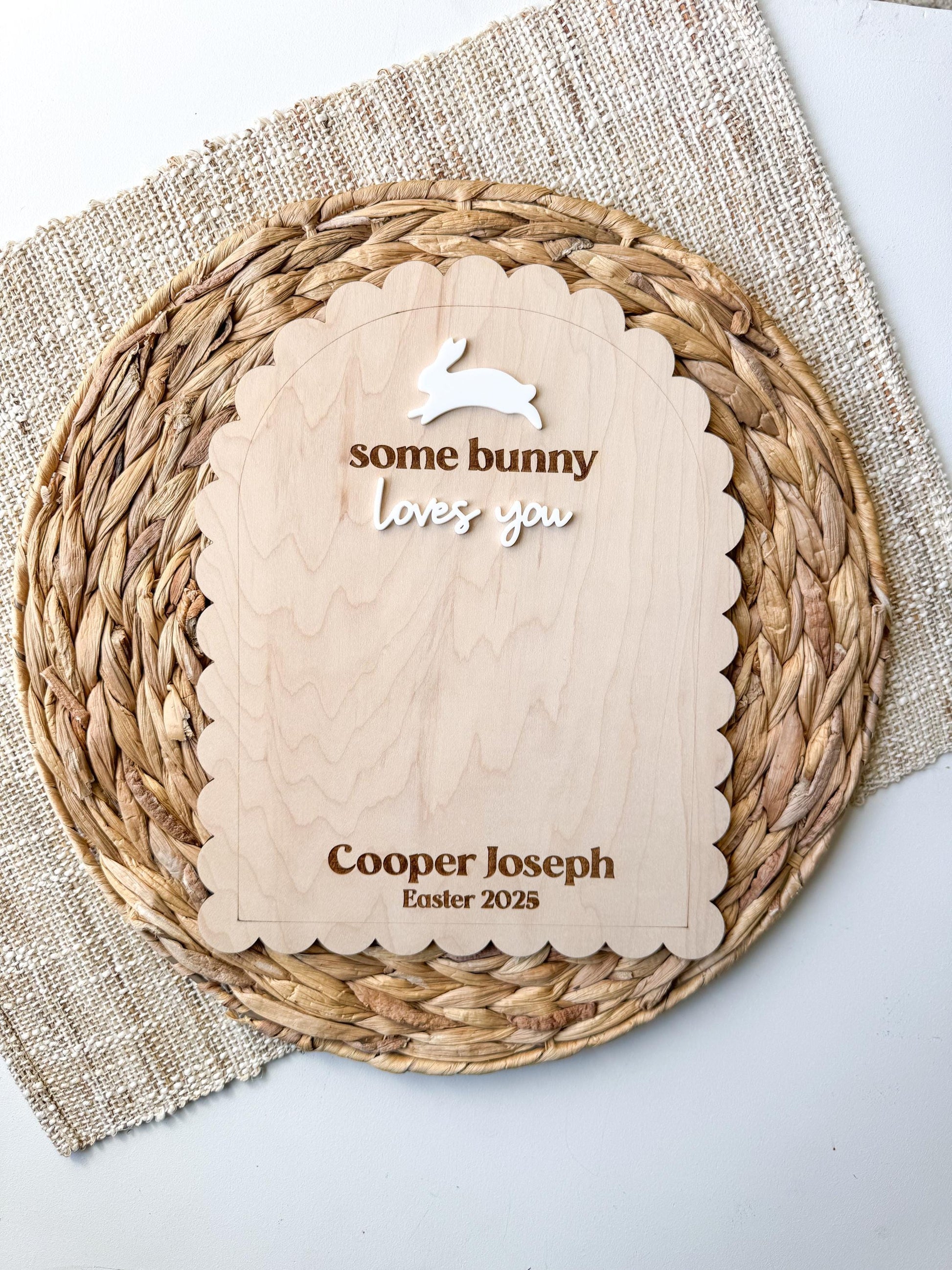 Personalized Easter Handprint Sign | "Some Bunny Loves You" Keepsake