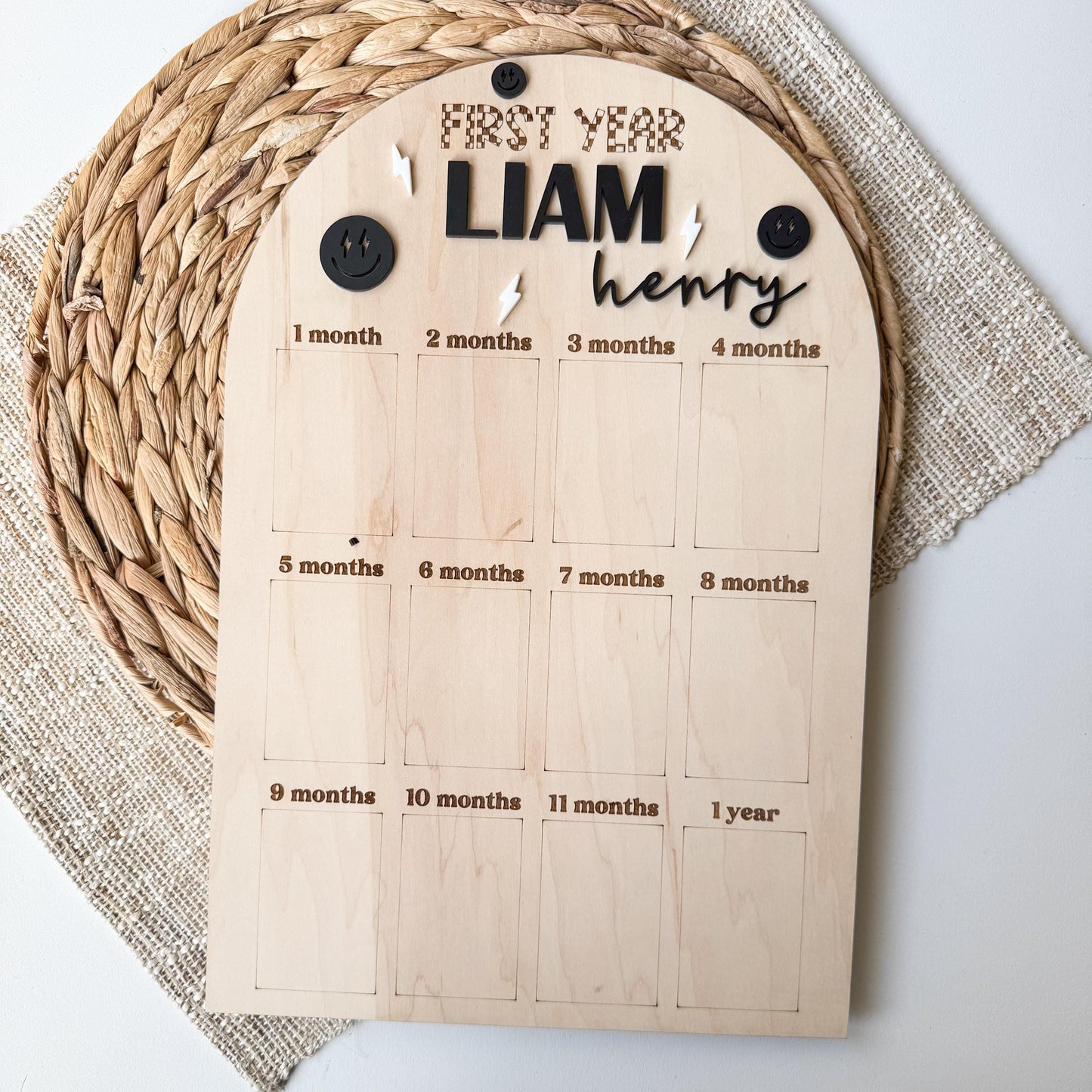 One Year of Photos Milestone Board – Custom First Birthday Photo Display