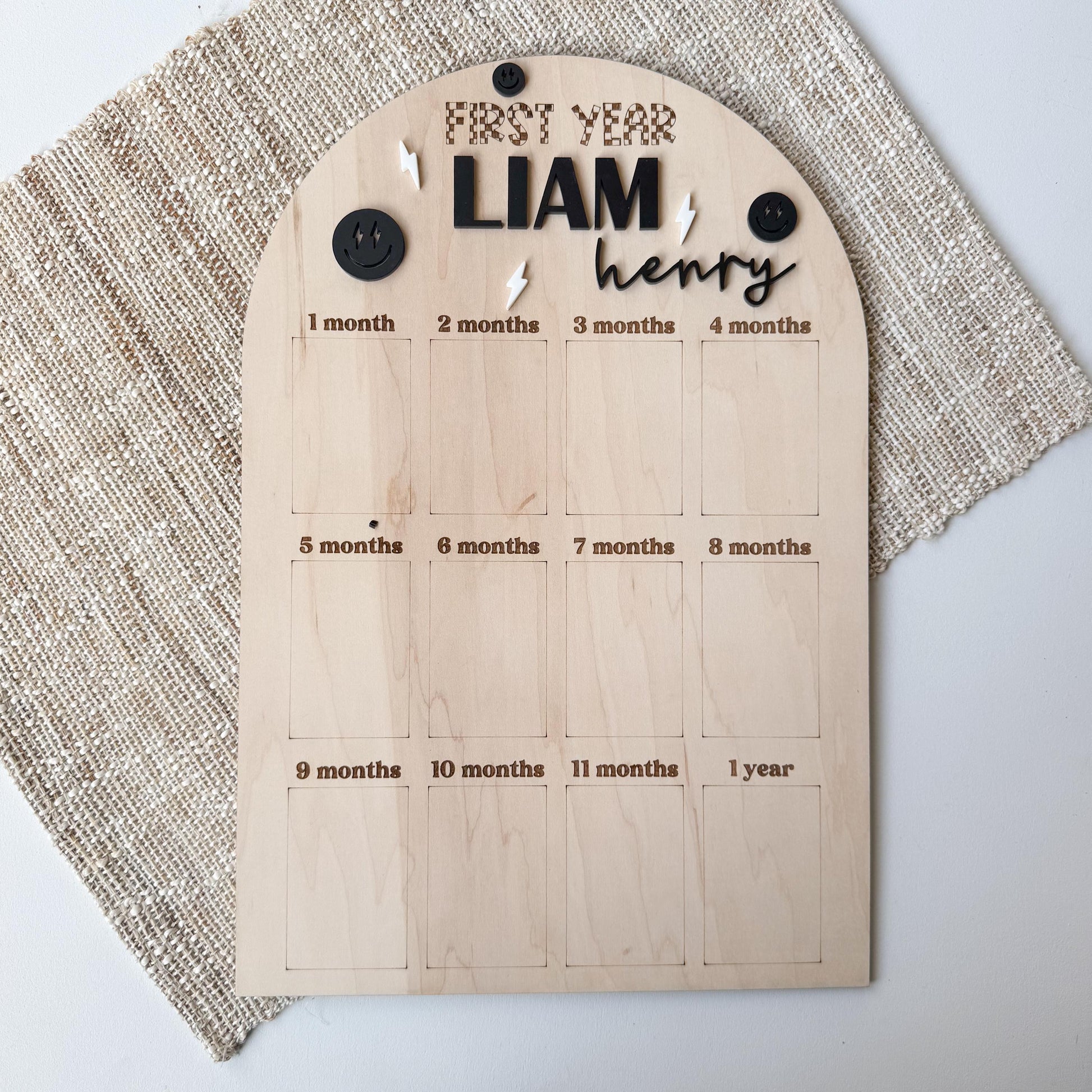 First Year Photo Board | One Cool | Monthly Milestone | 1st Birthday Party Decor | One Year of | Checkerboard | My First Year | Rad Boy Girl