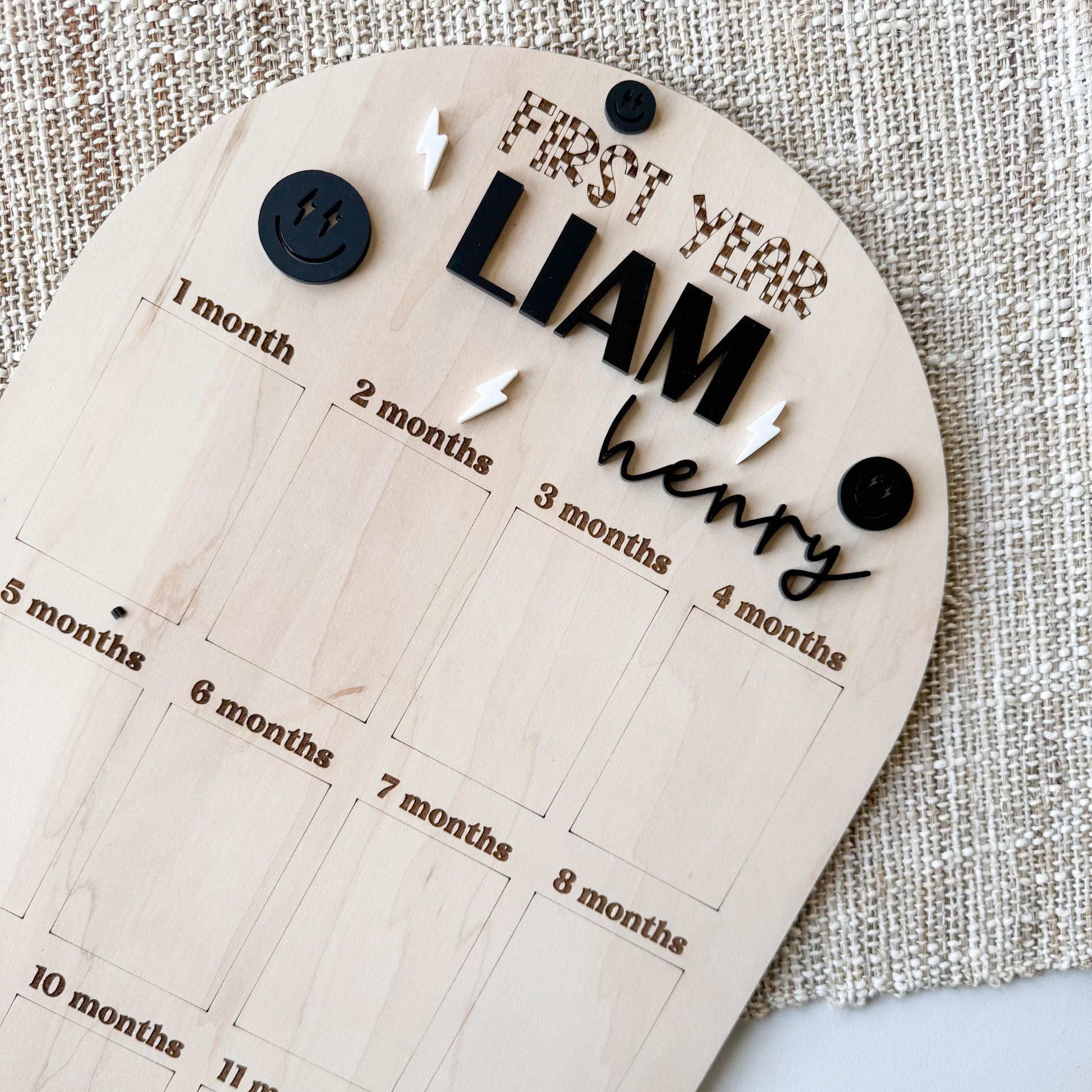 One Year of Photos Milestone Board – Custom First Birthday Photo Display