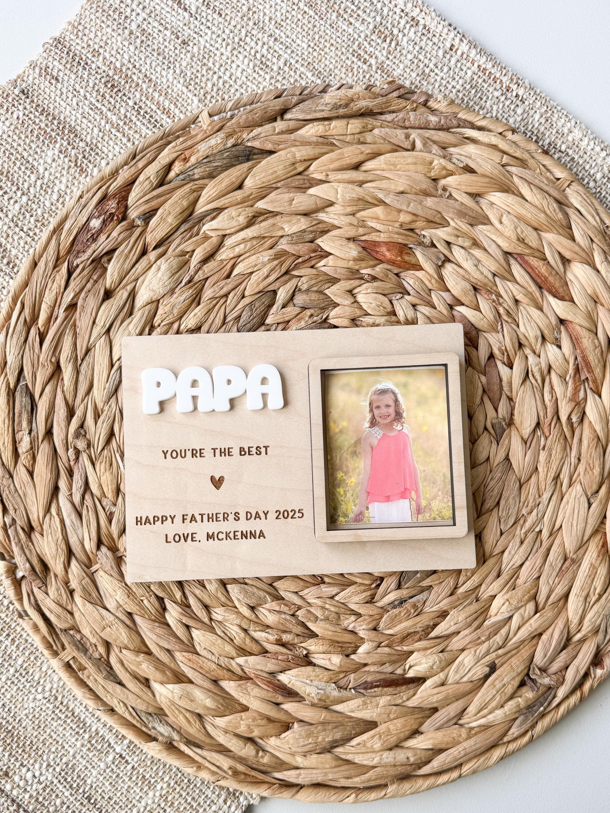 Personalized wooden keepsake photo frame for Dad and Grandpa, Father's Day gift from kids