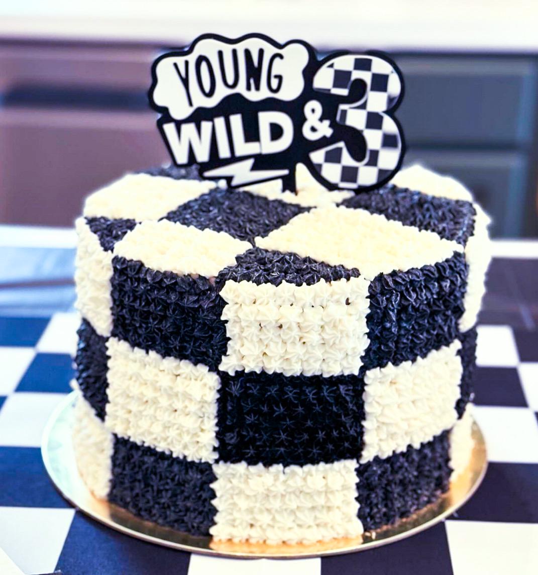 Young Wild and Three Birthday Party Cake Topper