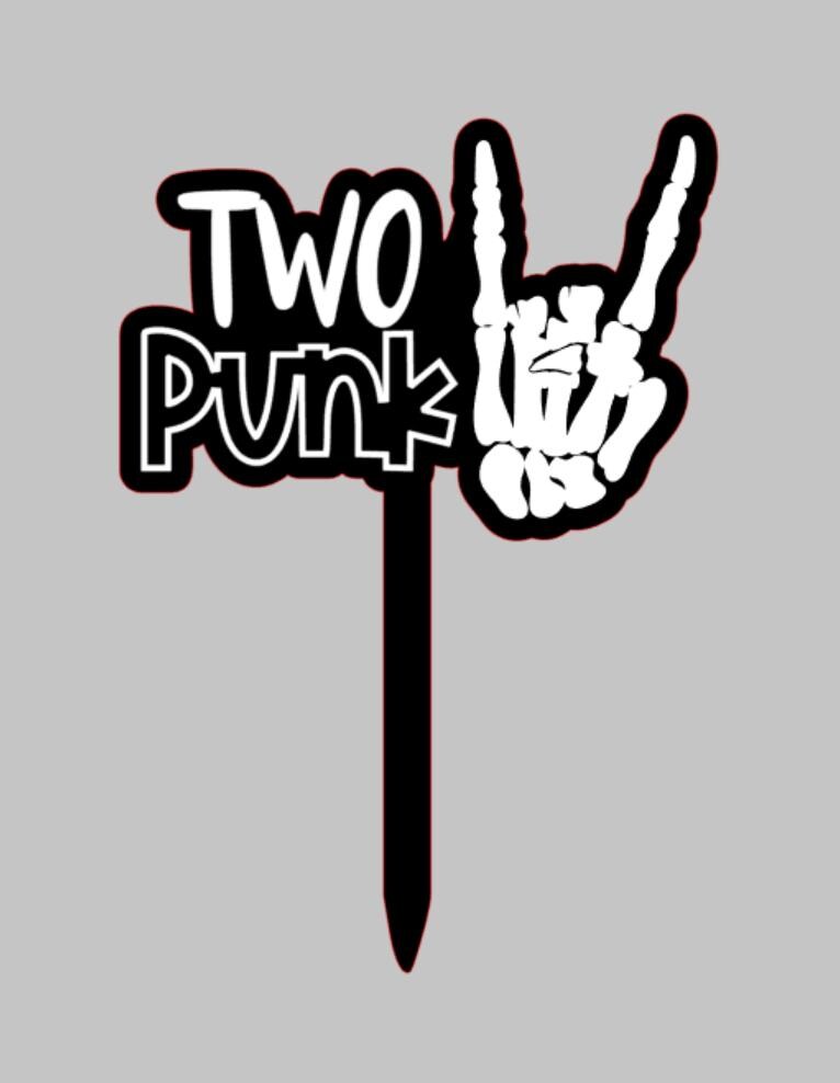 Two Punk Cake Topper: Skeleton Hand, 2nd Birthday Decor