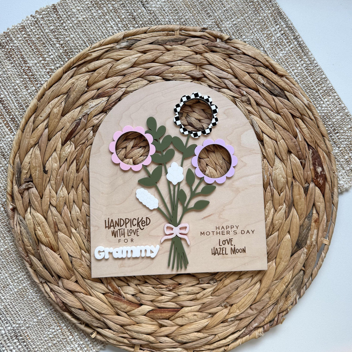 Personalized photo bouquet sign for Mother's Day or Grandparents Day