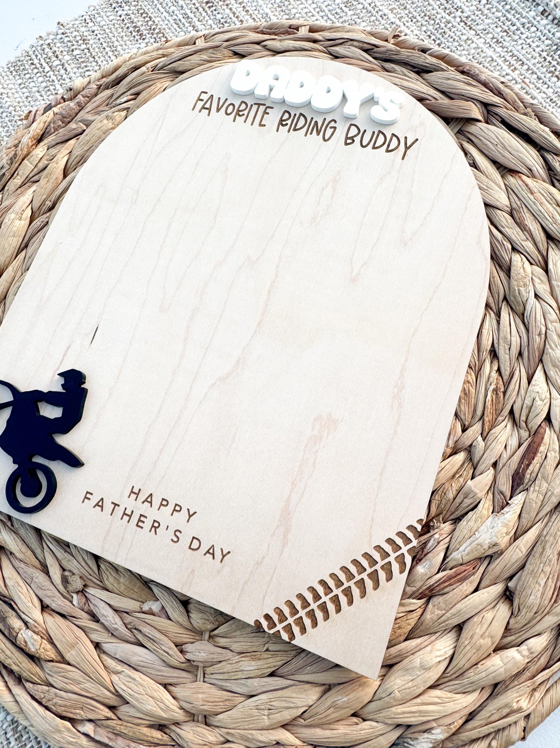 Dirt Bike Handprint Father's Day Gift | Custom Personalized Wood Keepsake