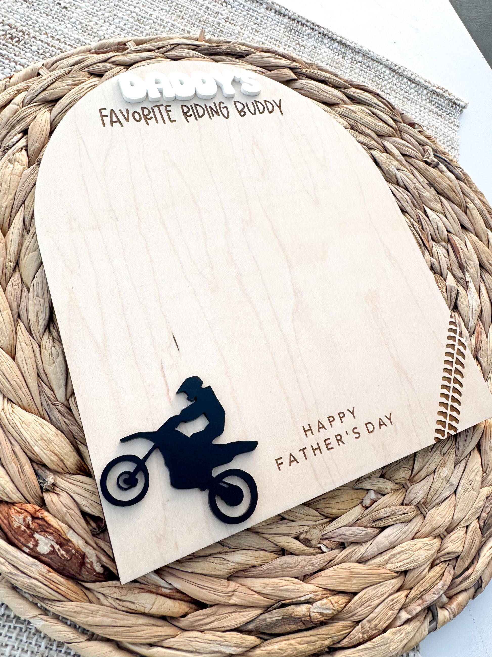 Wheelie Best Dad handprint sign on maple wood, personalized Father's Day gift from kids