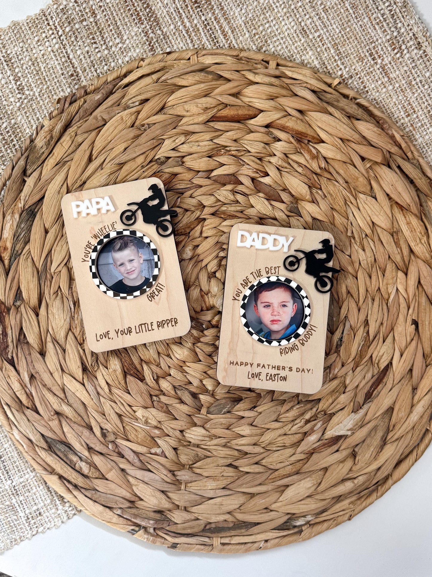 Fathers Day Gift | Visor Clip | Photo Fridge Magnet | Dirt bike Dad | Gift For Grandpa | Motocross Personalized | Custom Picture Frame
