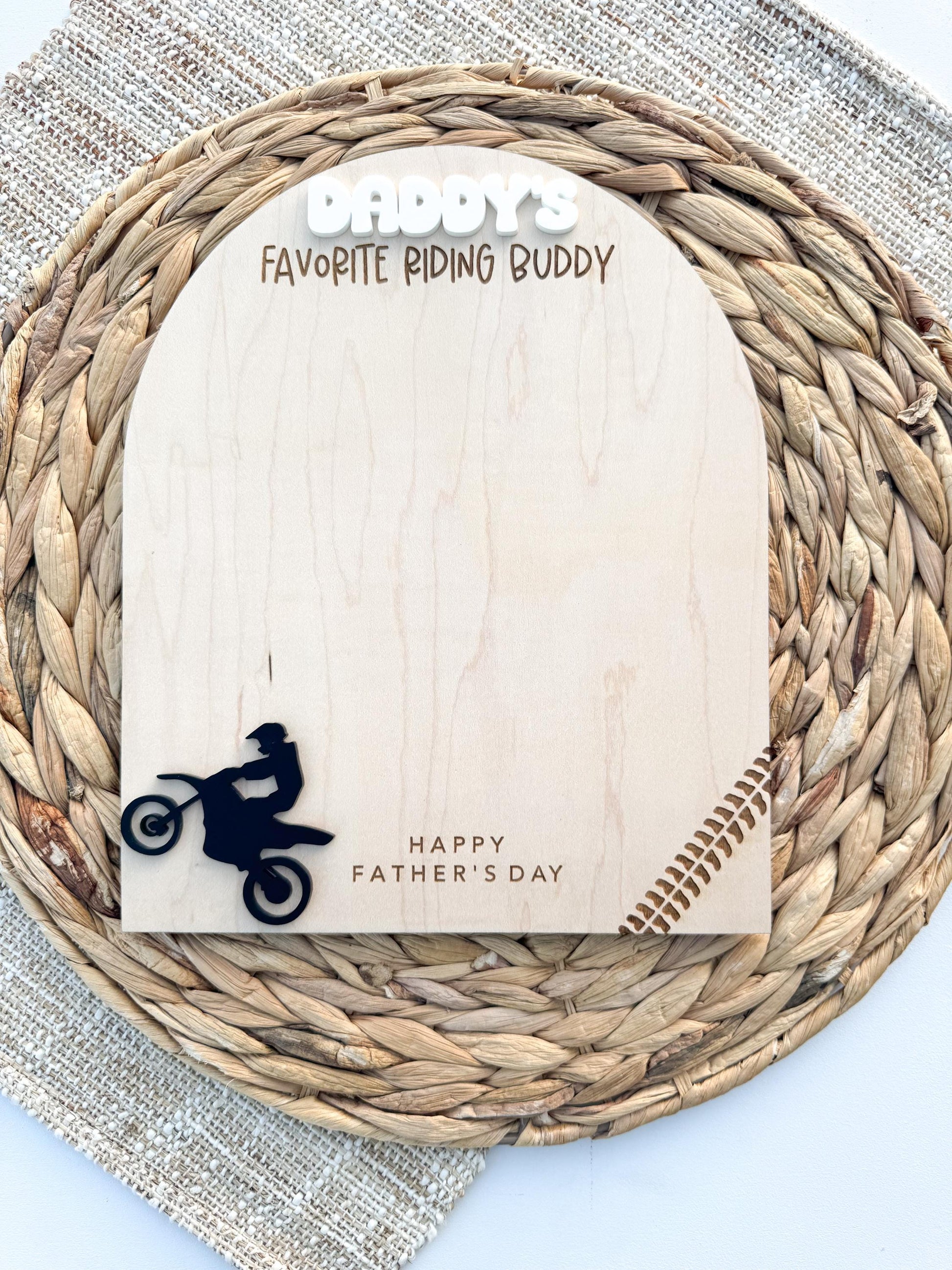 Dirt Bike Handprint Father's Day Gift | Custom Personalized Wood Keepsake