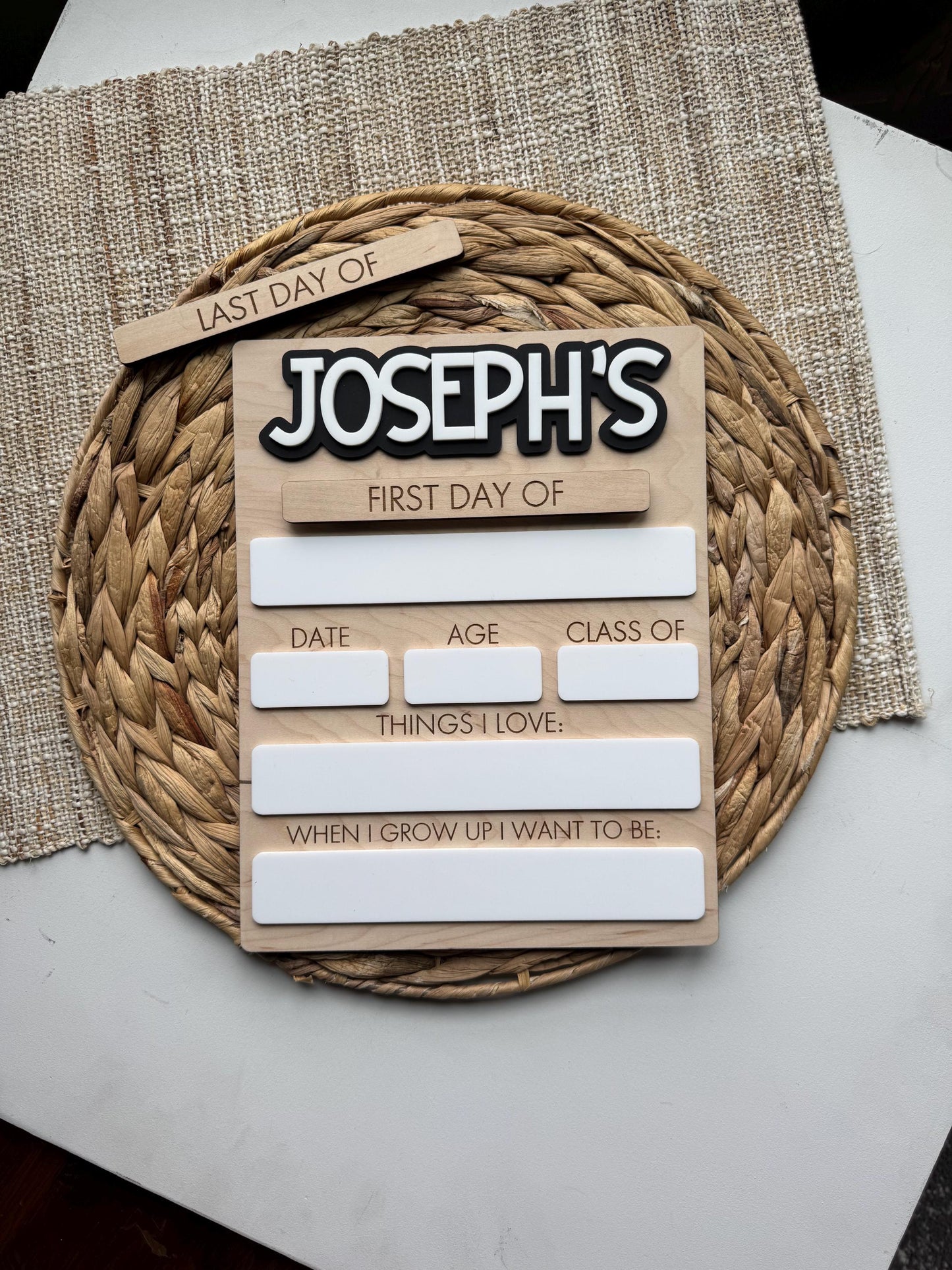 Personalized Back To School Sign | First Day Of School | Last Day of School Sign For Kids | Interchangeable Dry Erase Sign | Reusable Board