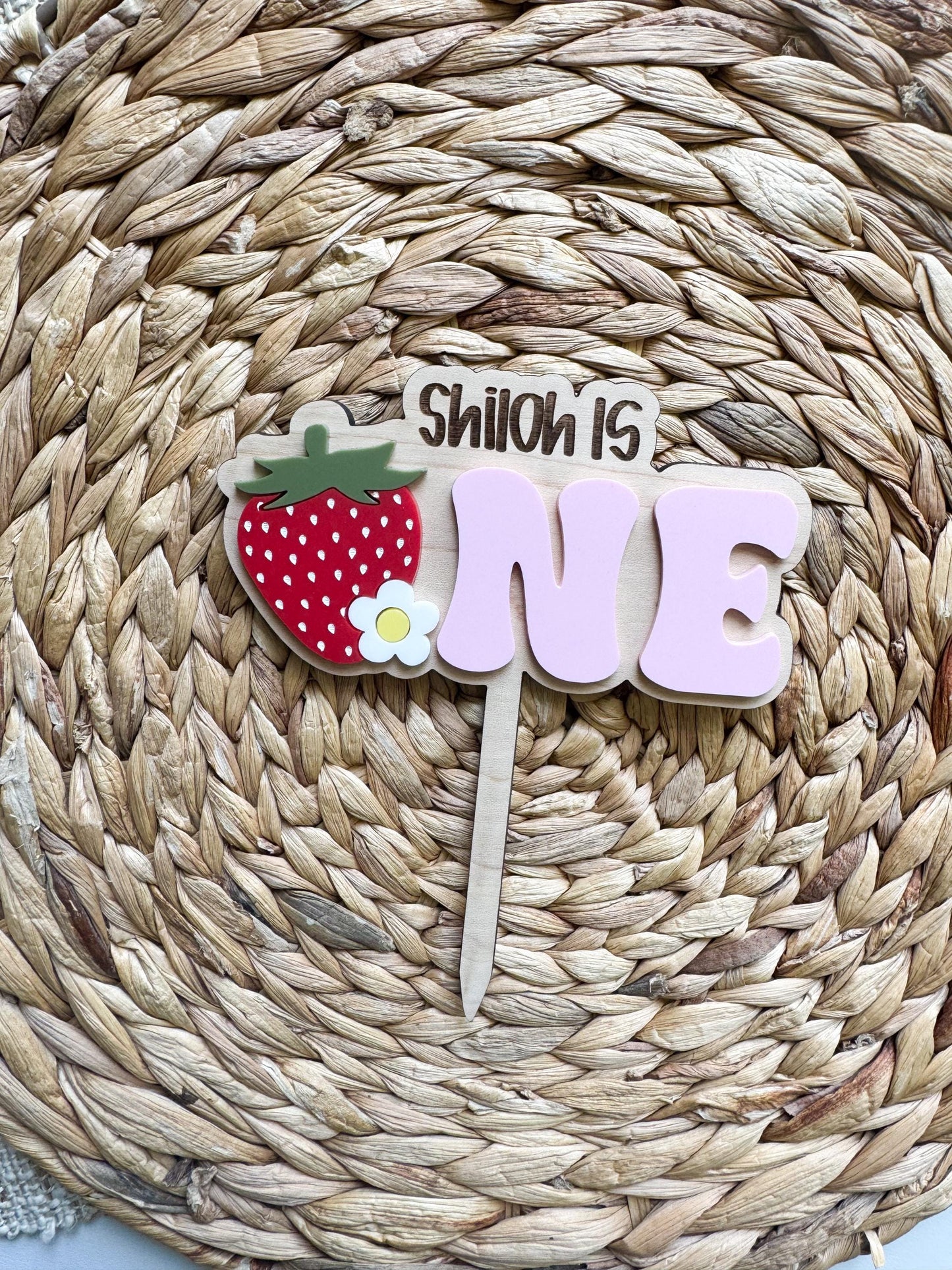 Personalized Paw Print 1st Birthday Cake Topper – Acrylic or Maple Wood