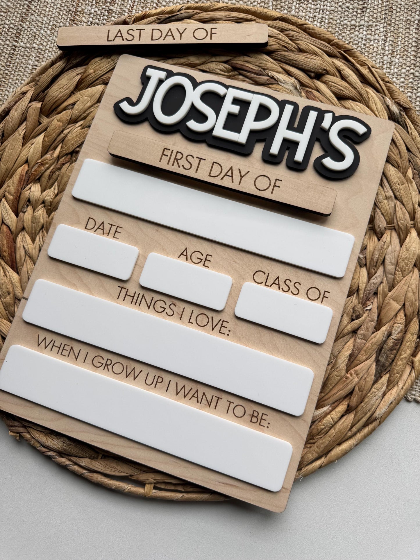 Back To School Sign | Custom First Day Of School Keepsake for Kids | Last Day of School | Interchangeable Dry Erase | Reusable Board