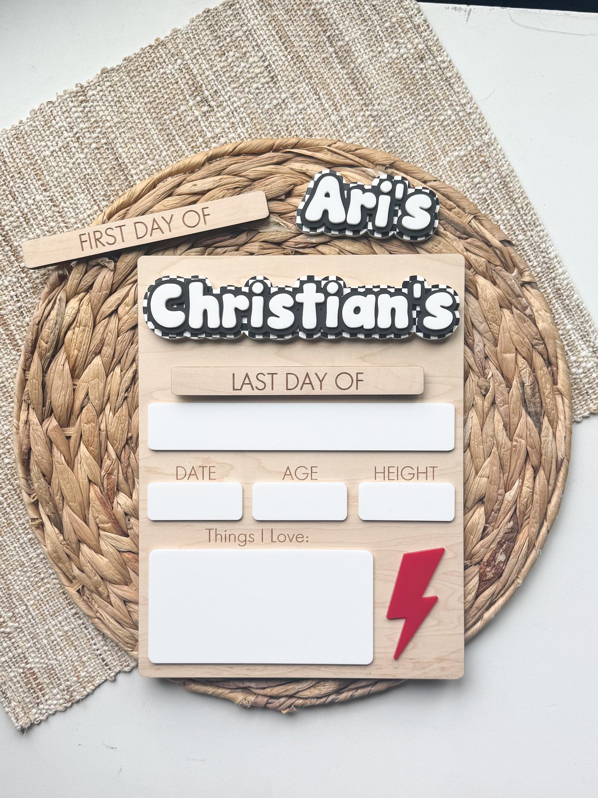Personalized First Day Of School | Back To School Sign | Last Day of School Sign For Kids | Interchangeable Dry Erase Sign | Reusable Board