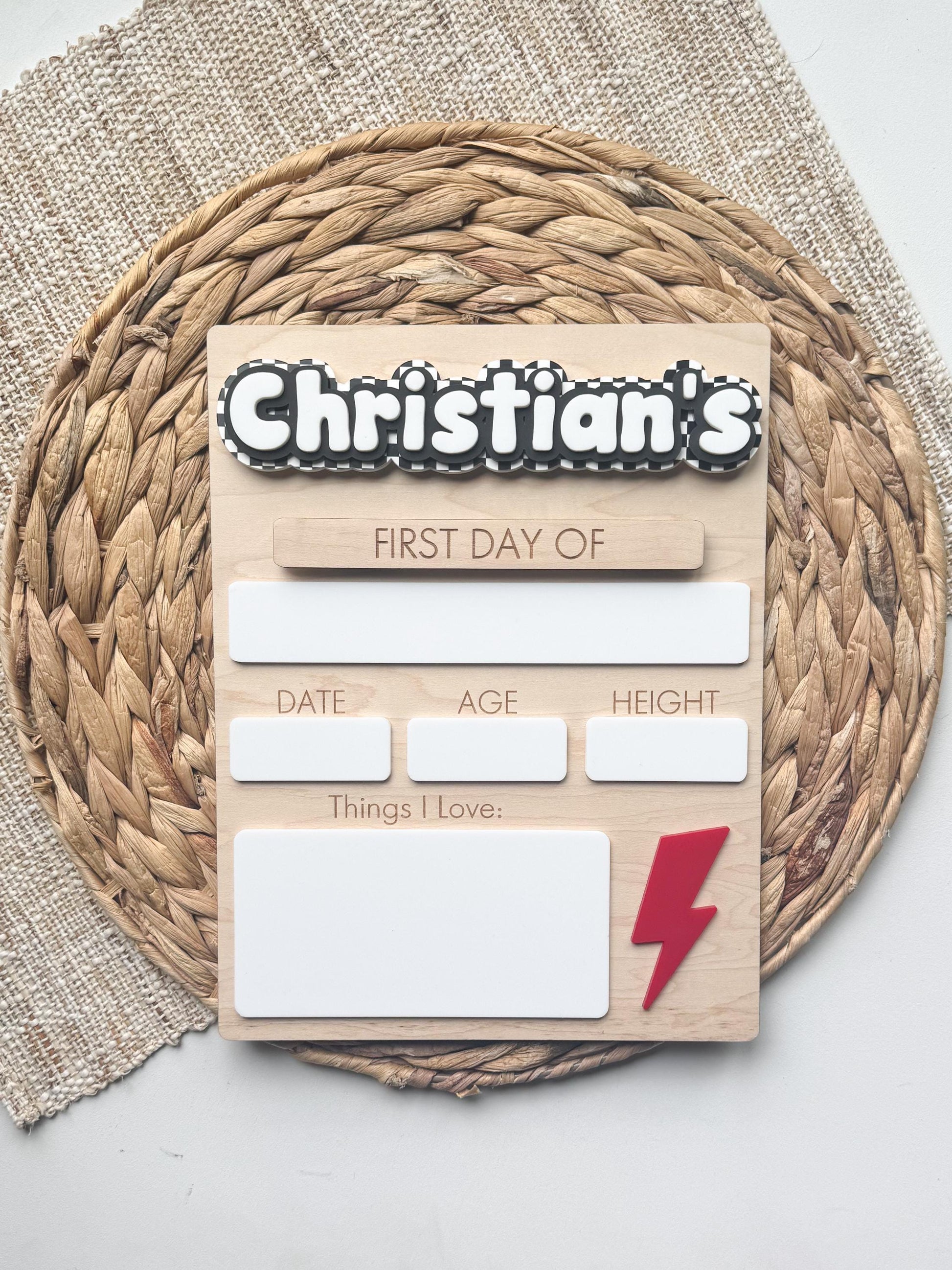 Personalized First Day Of School | Back To School Sign | Last Day of School Sign For Kids | Interchangeable Dry Erase Sign | Reusable Board