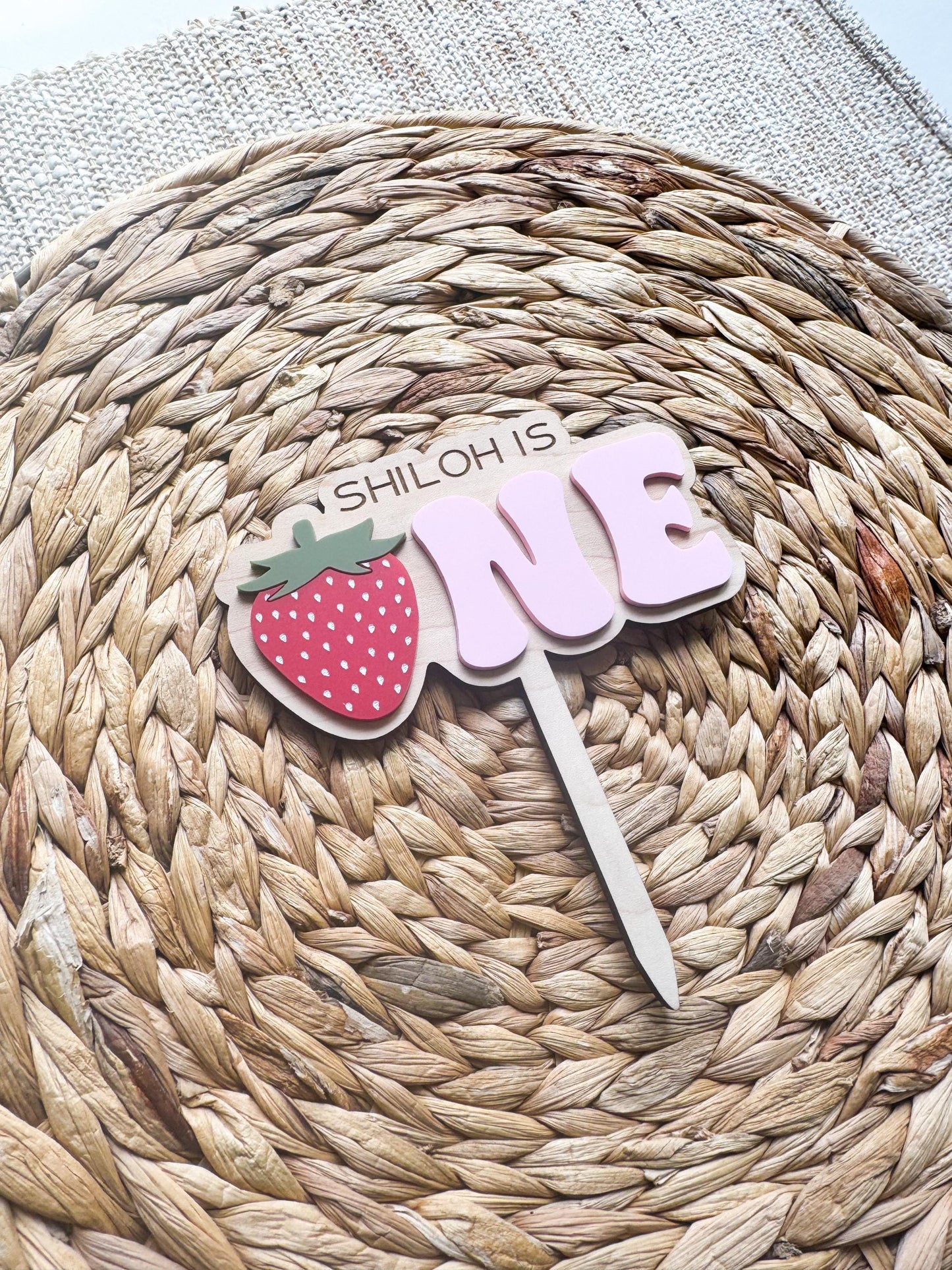 Strawberry One Cake Topper | Custom Birthday Party Decor | 1st birthday | baby girls birthday theme | Berry First Birthday | acrylic