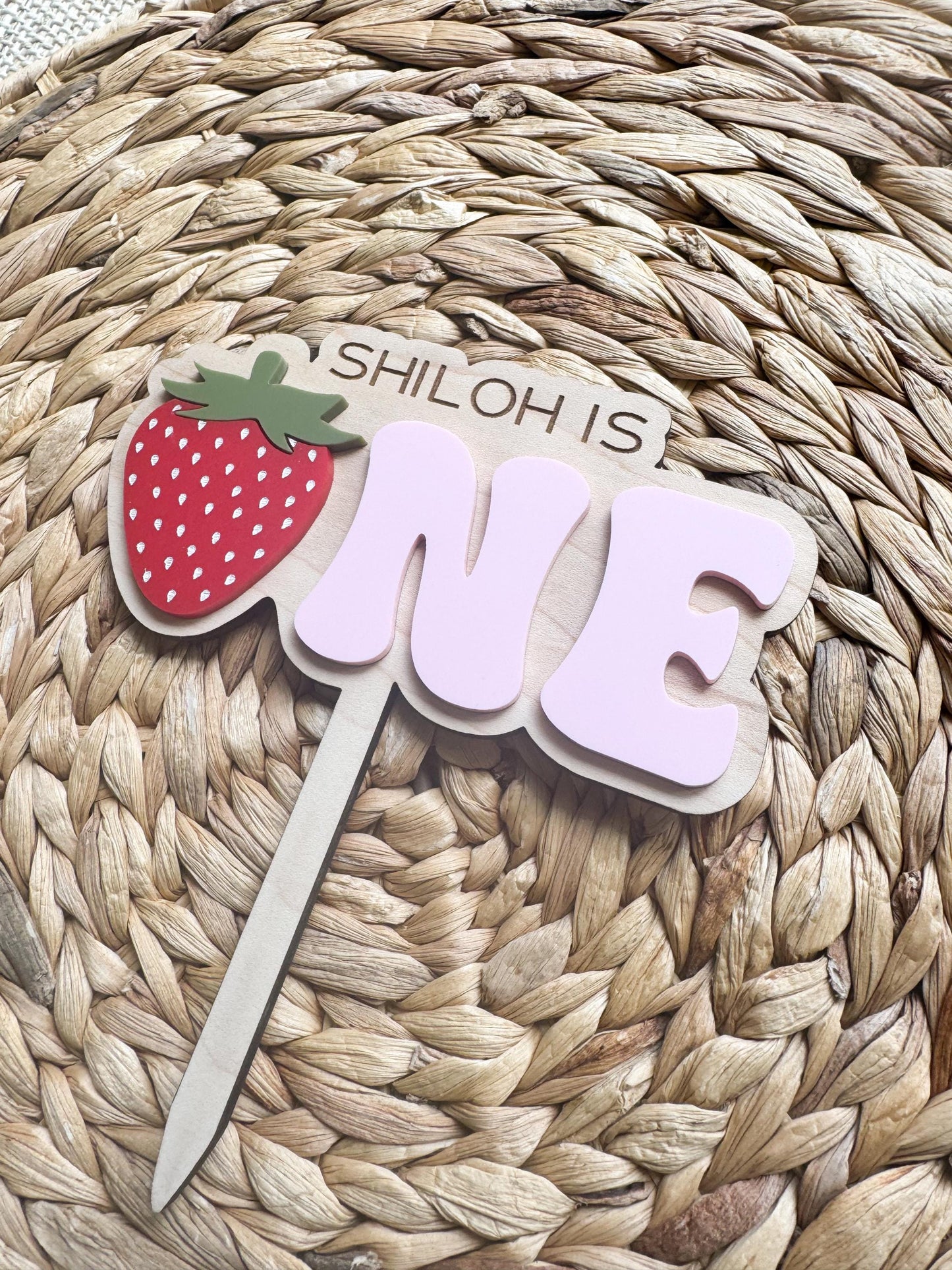 Strawberry One Cake Topper | Custom Birthday Party Decor | 1st birthday | baby girls birthday theme | Berry First Birthday | acrylic