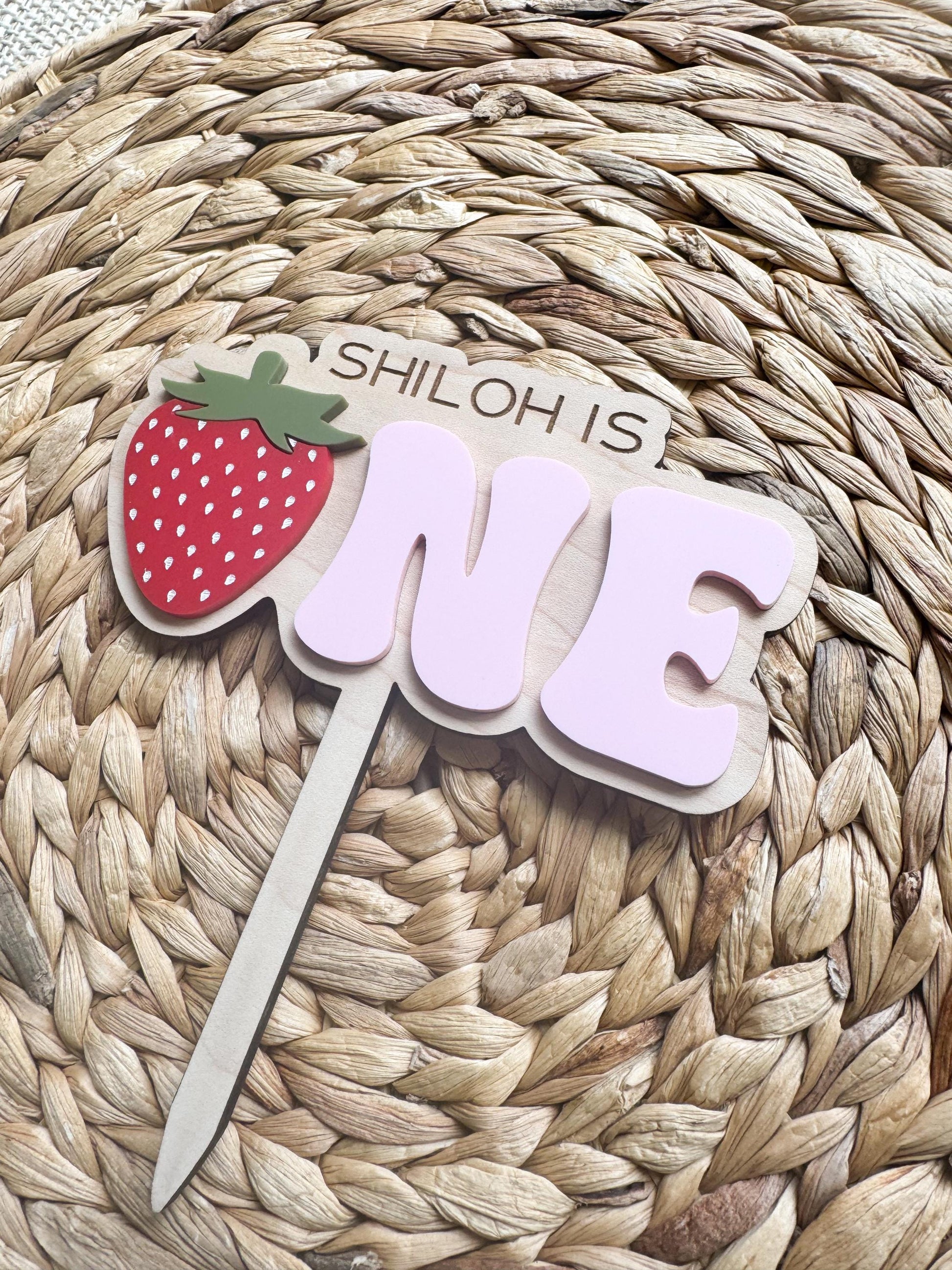 Strawberry One Cake Topper | Custom Birthday Party Decor | 1st birthday | baby girls birthday theme | Berry First Birthday | acrylic