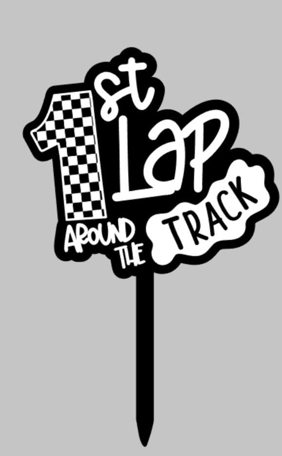 Dirt Bike 1st Birthday Cake Topper | Checkered Acrylic Race Car Decor