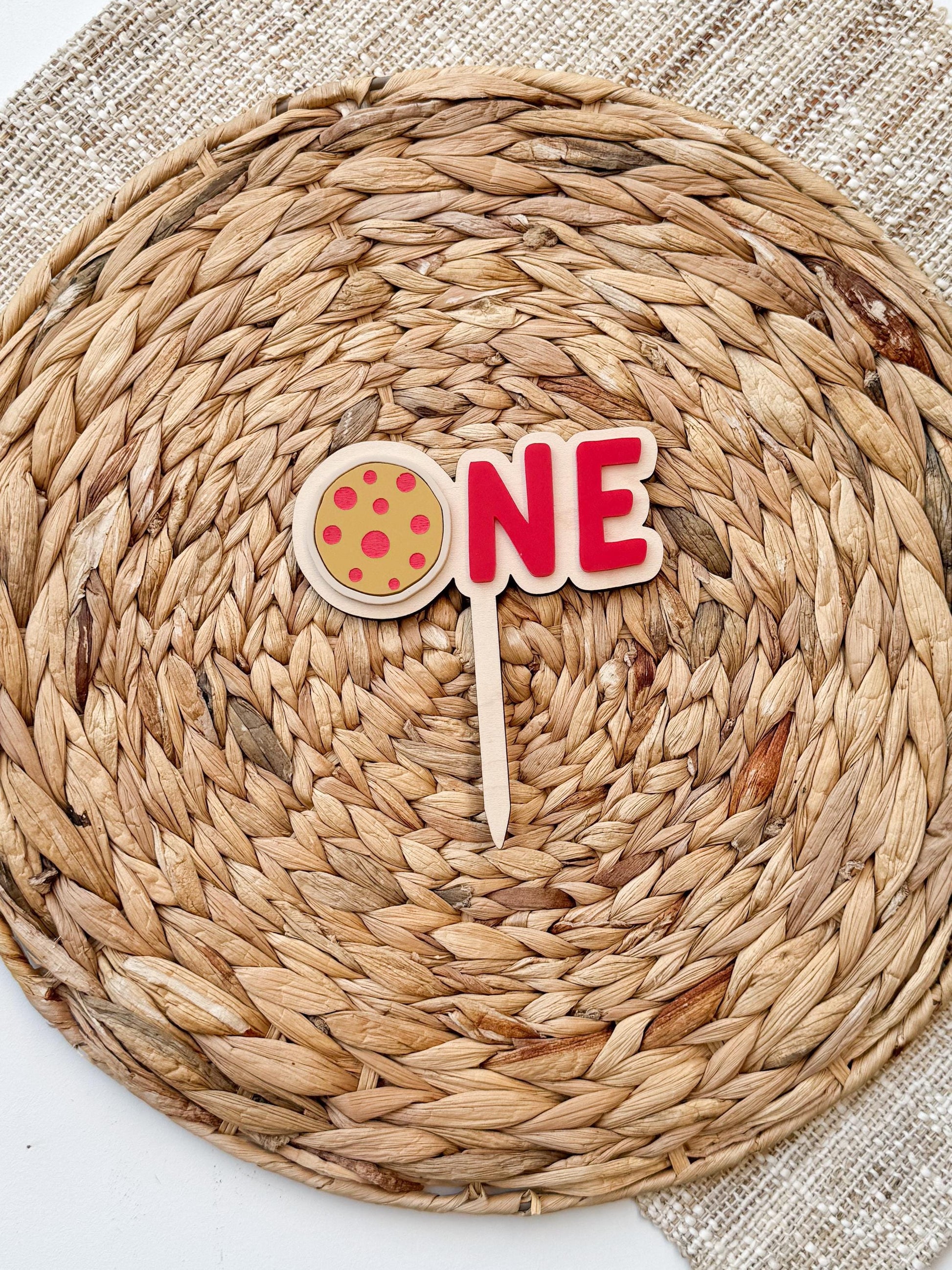 Pizza ONE first birthday cake topper in acrylic for smash cake, custom name and party decor