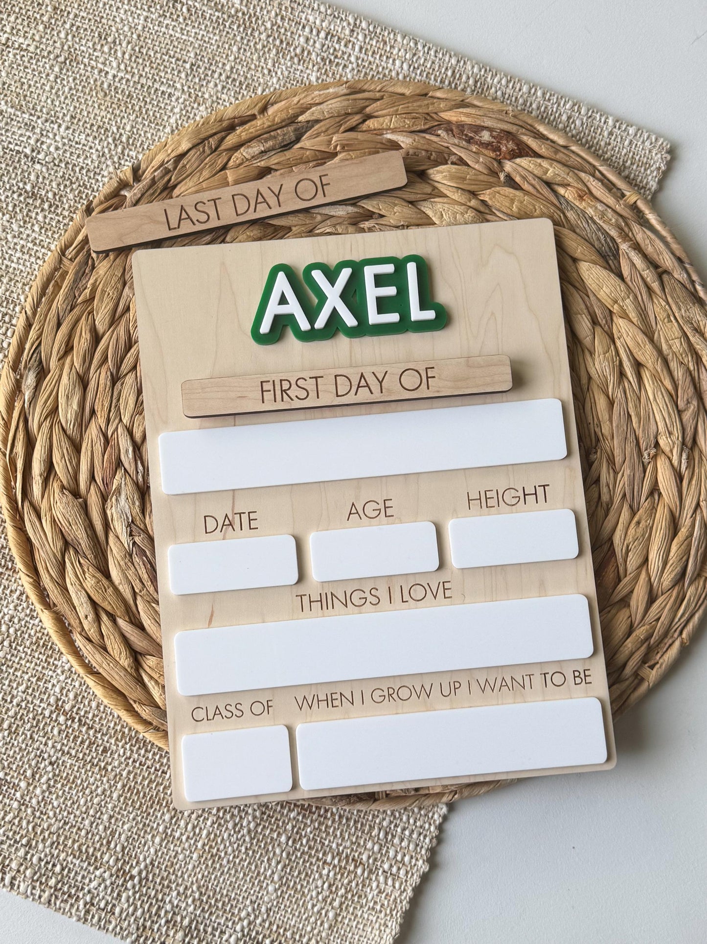 Back To School Sign | Custom First Day Of School Keepsake for Kids | Last Day of School | Interchangeable Dry Erase | Reusable Board