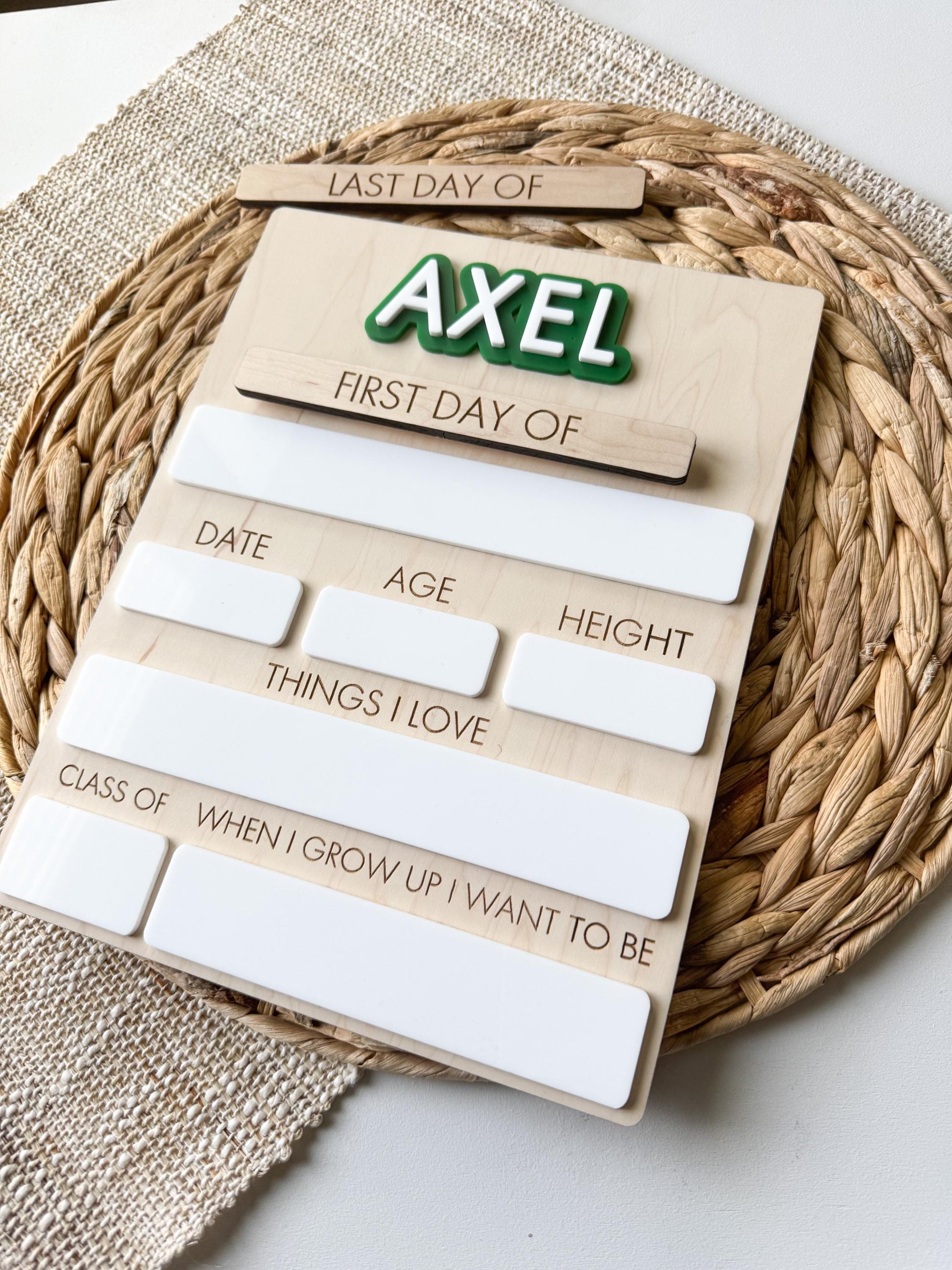 Back To School Sign | Custom First Day Of School Keepsake for Kids | Last Day of School | Interchangeable Dry Erase | Reusable Board