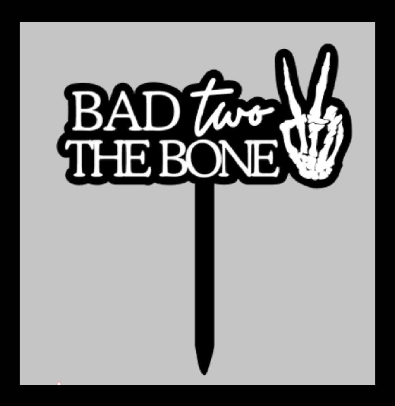 Bad Two The Bone Cake Topper: Acrylic Skull, Dirt Bike 2nd Birthday