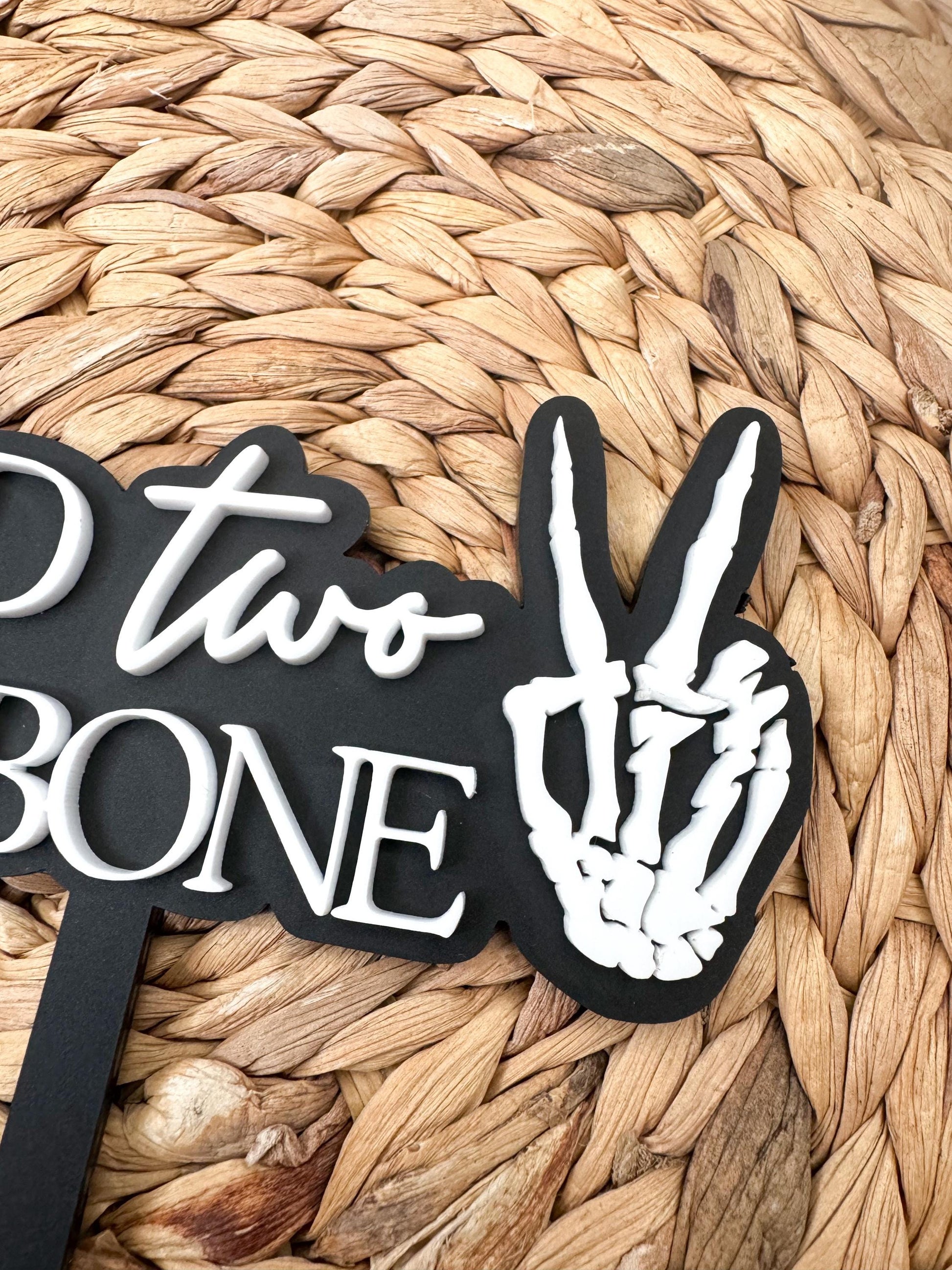 Bad Two The Bone Cake Topper: Acrylic Skull, Dirt Bike 2nd Birthday