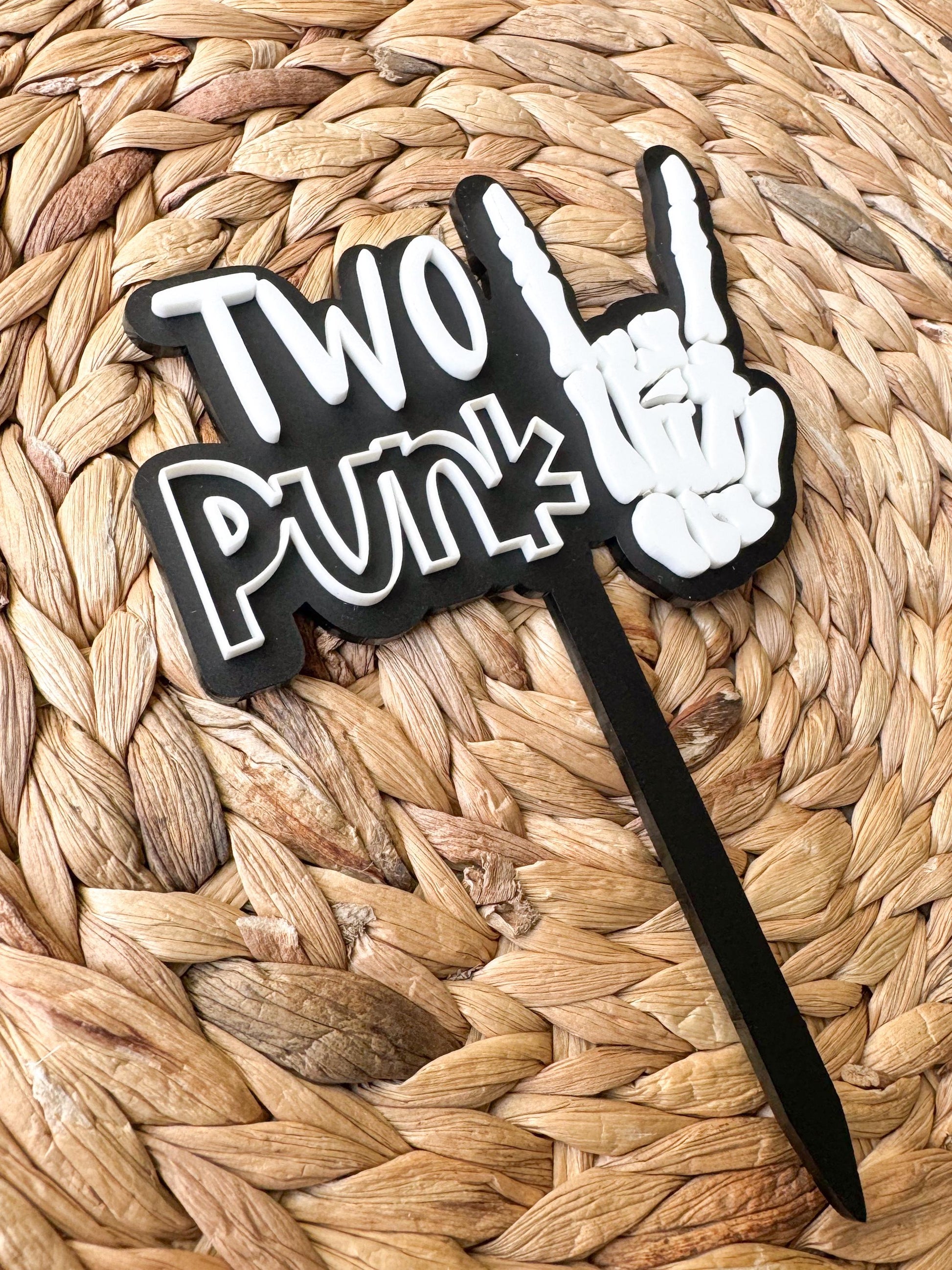 Two Punk Cake Topper: Skeleton Hand, 2nd Birthday Decor
