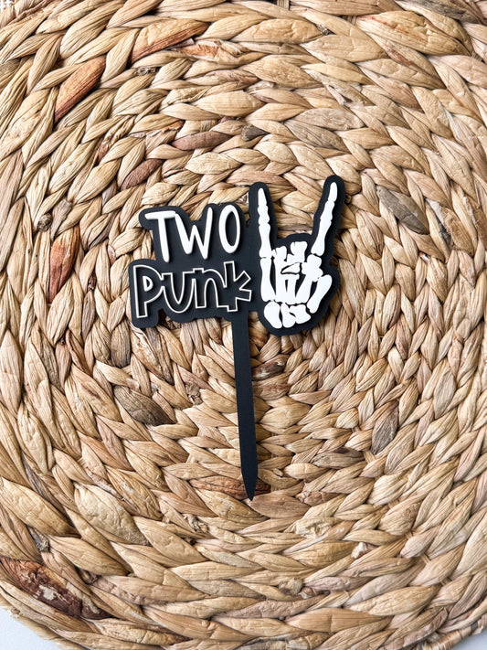 Two Punk Cake Topper: Skeleton Hand, 2nd Birthday Decor
