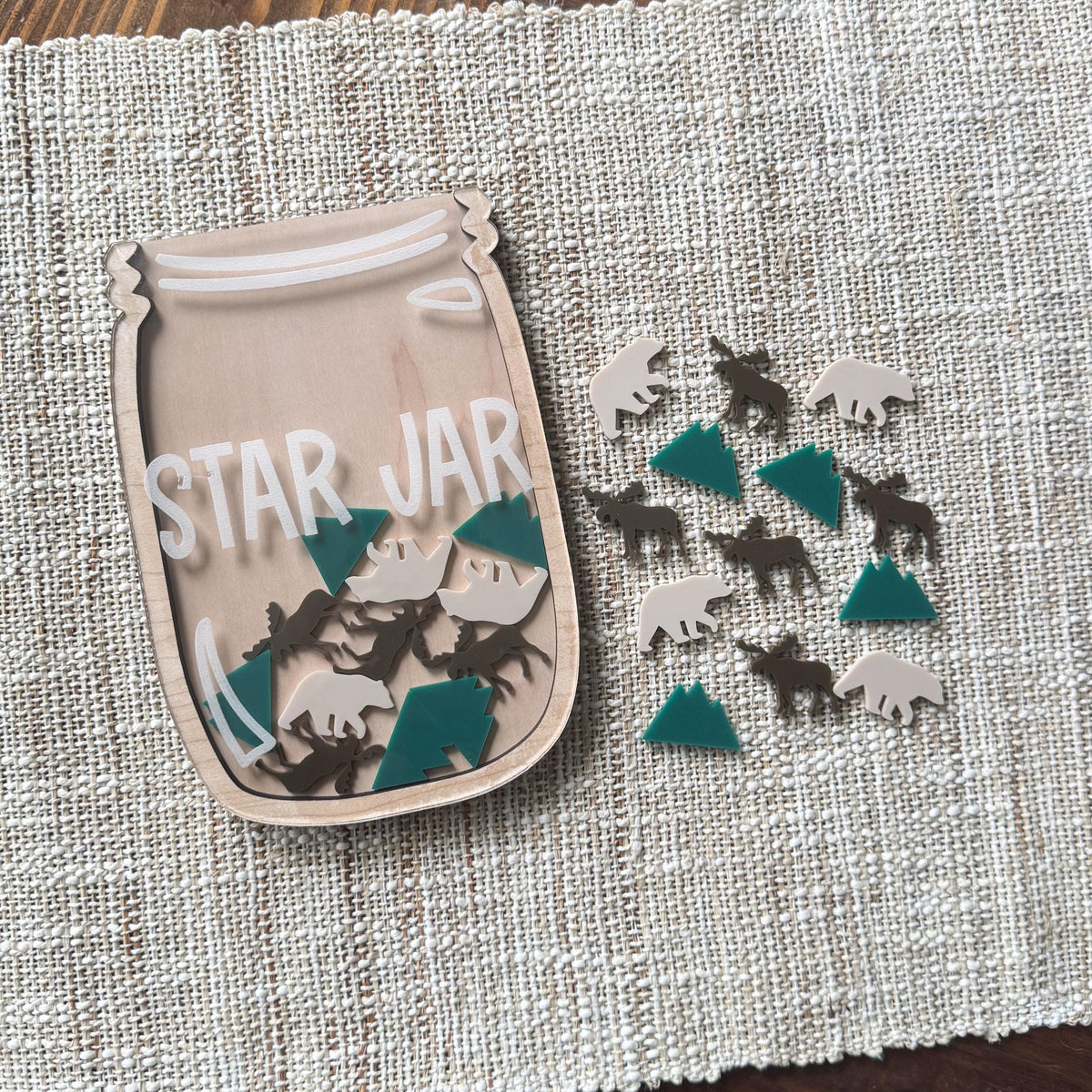 Set of reusable acrylic woodland tokens for chore and behavior charts