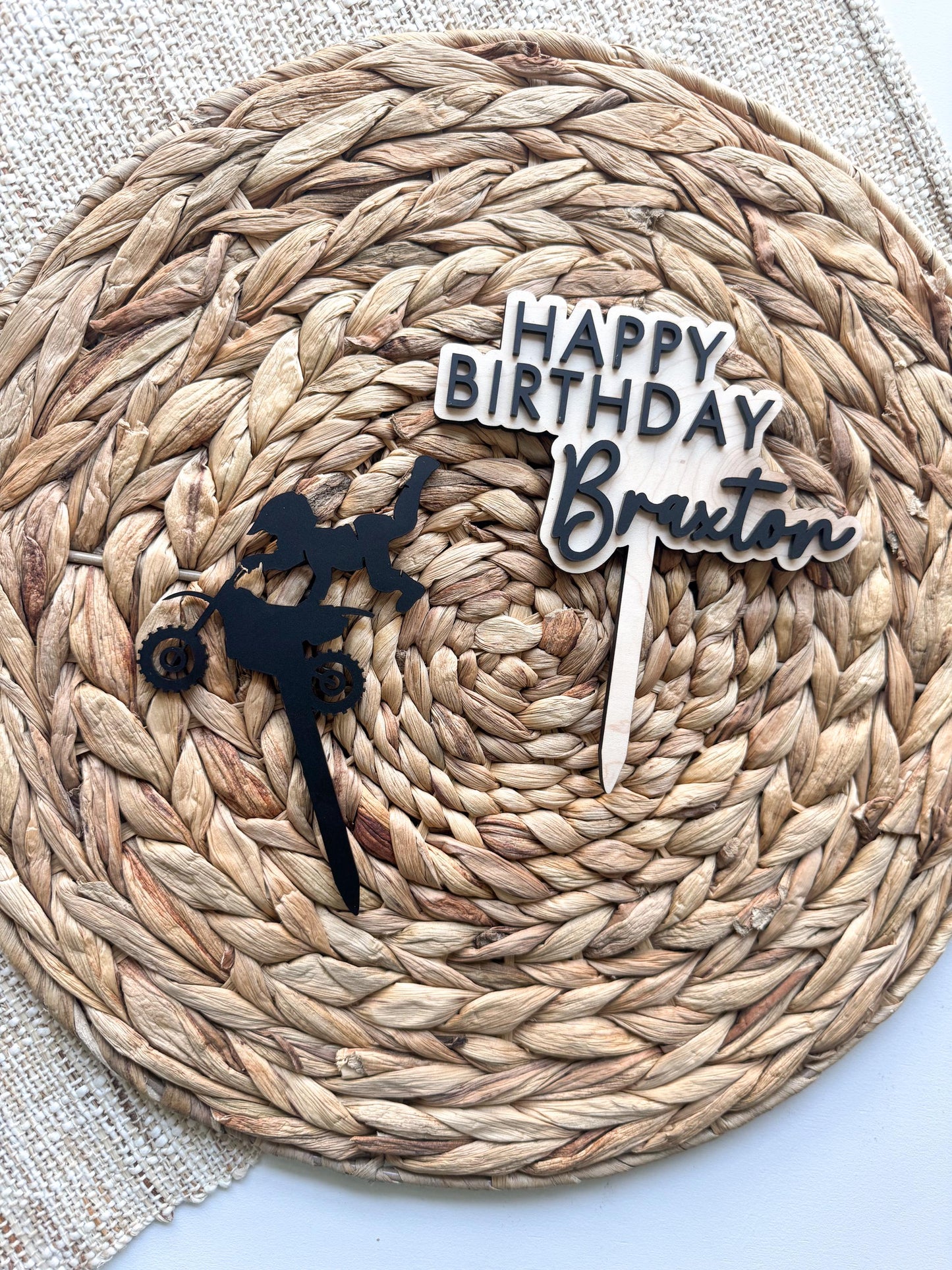Acrylic Dirt Bike Cake Topper | Supercross Birthday Party Decor